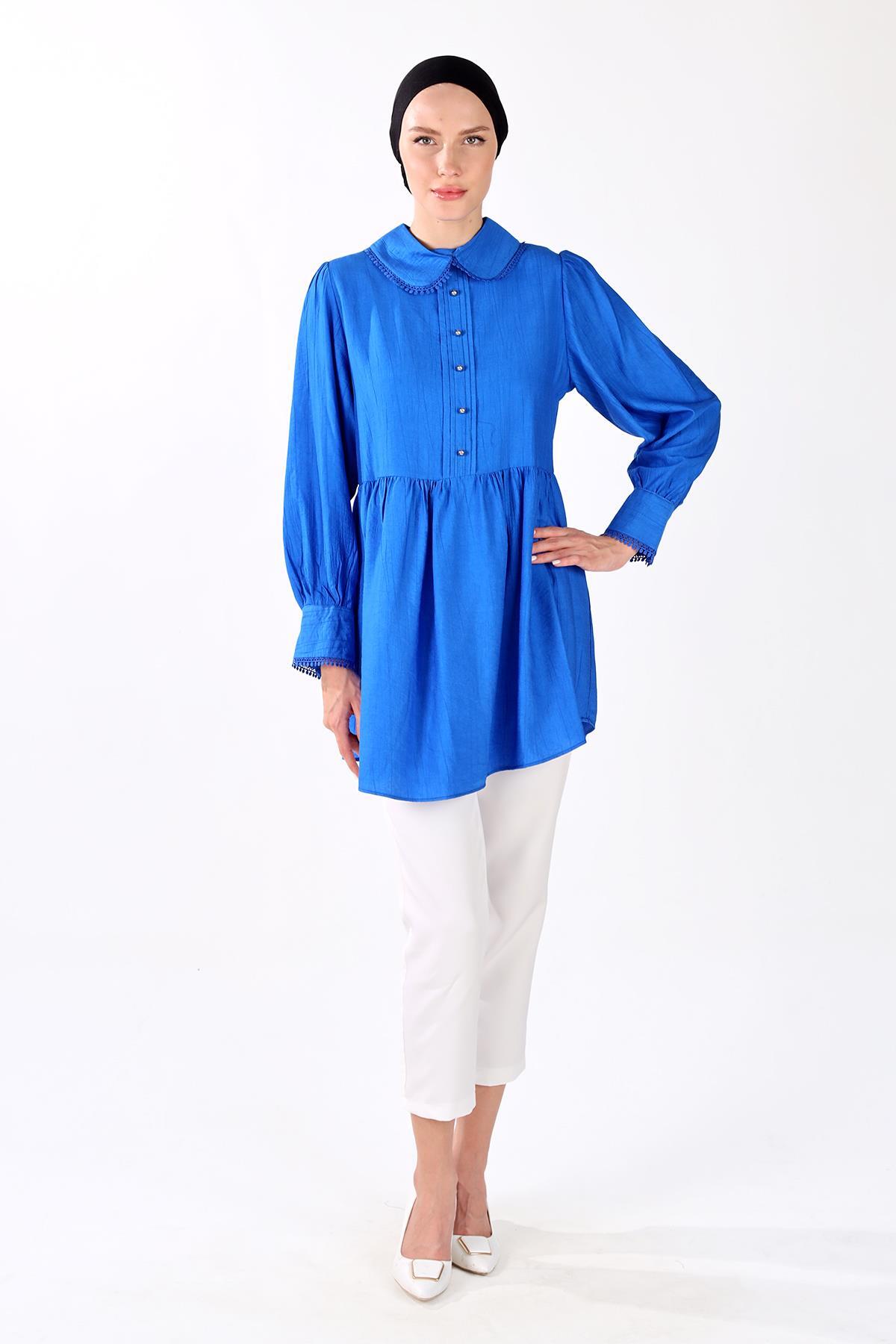 4069A Bebe Yaka Tunik Saks 