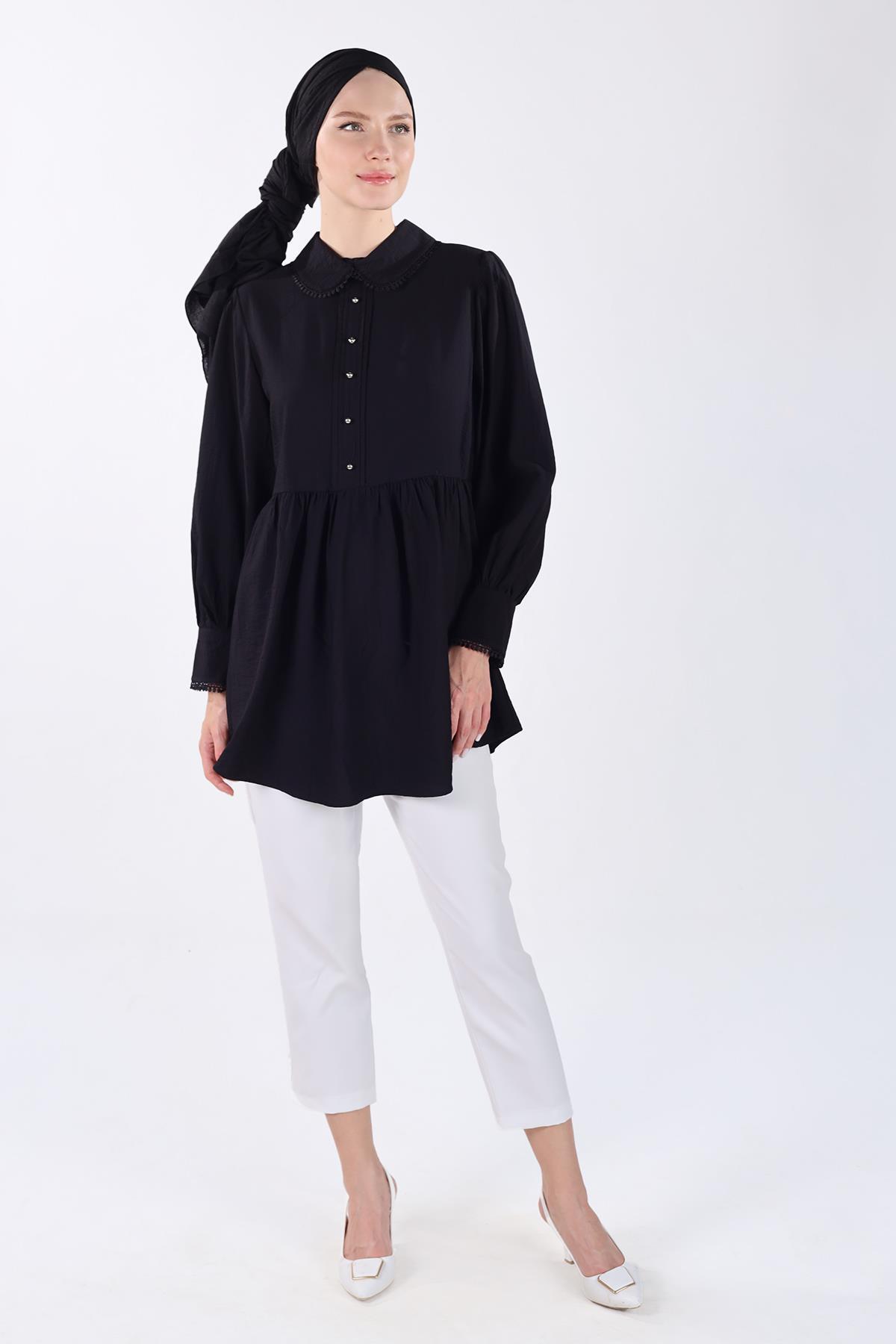 Siyah Bebe Yaka Tunik 4069A - 7