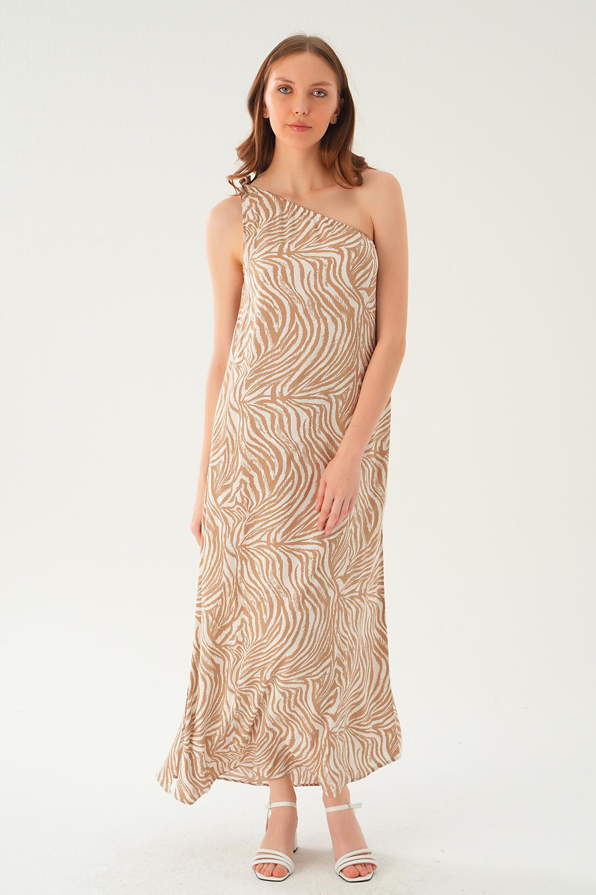 Bej Tek Omuz Elbise 407 - 3