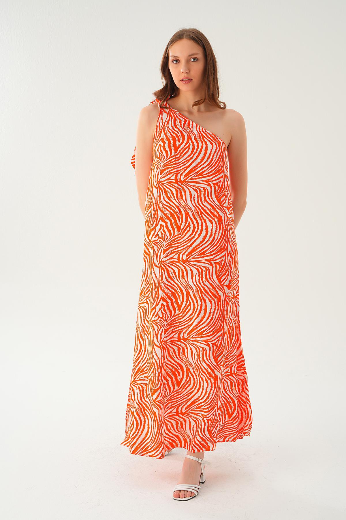 407 Tek omuz elbise Orange 