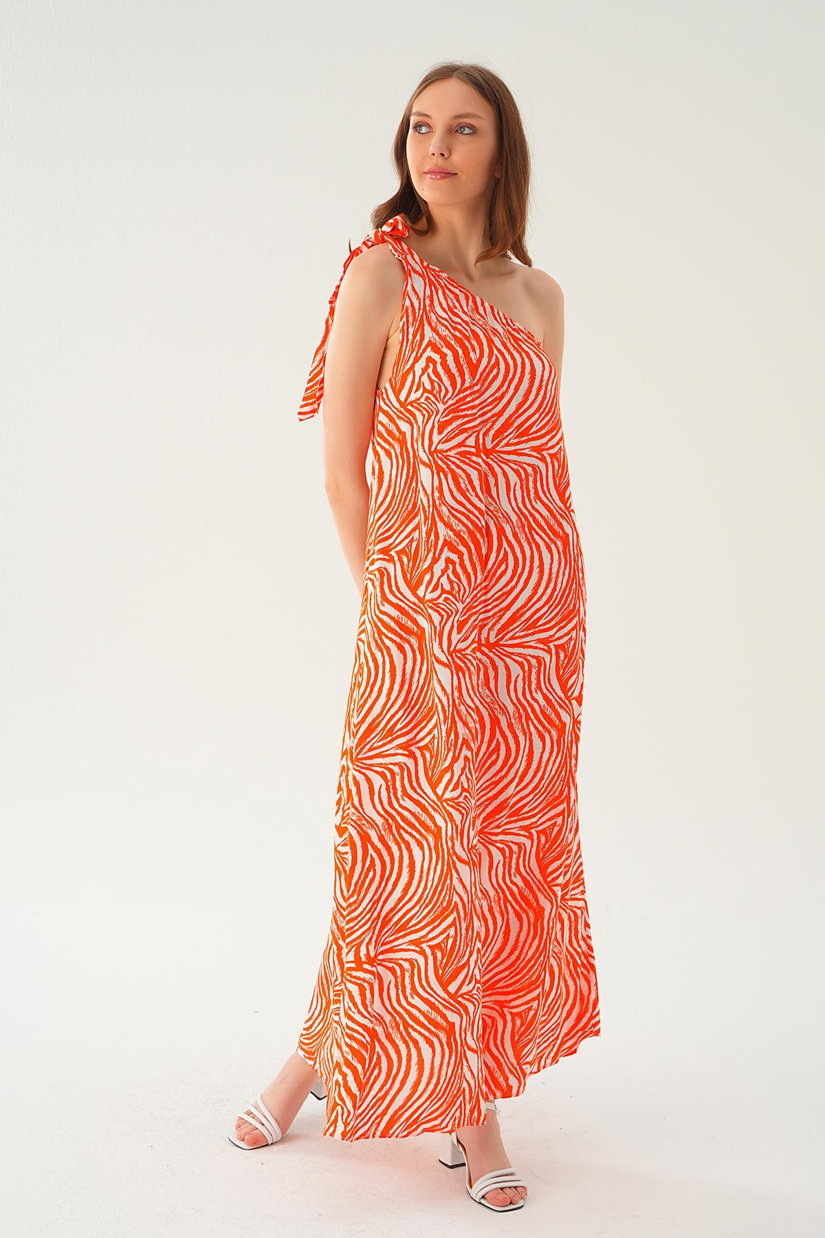 407 Tek omuz elbise Orange - 2