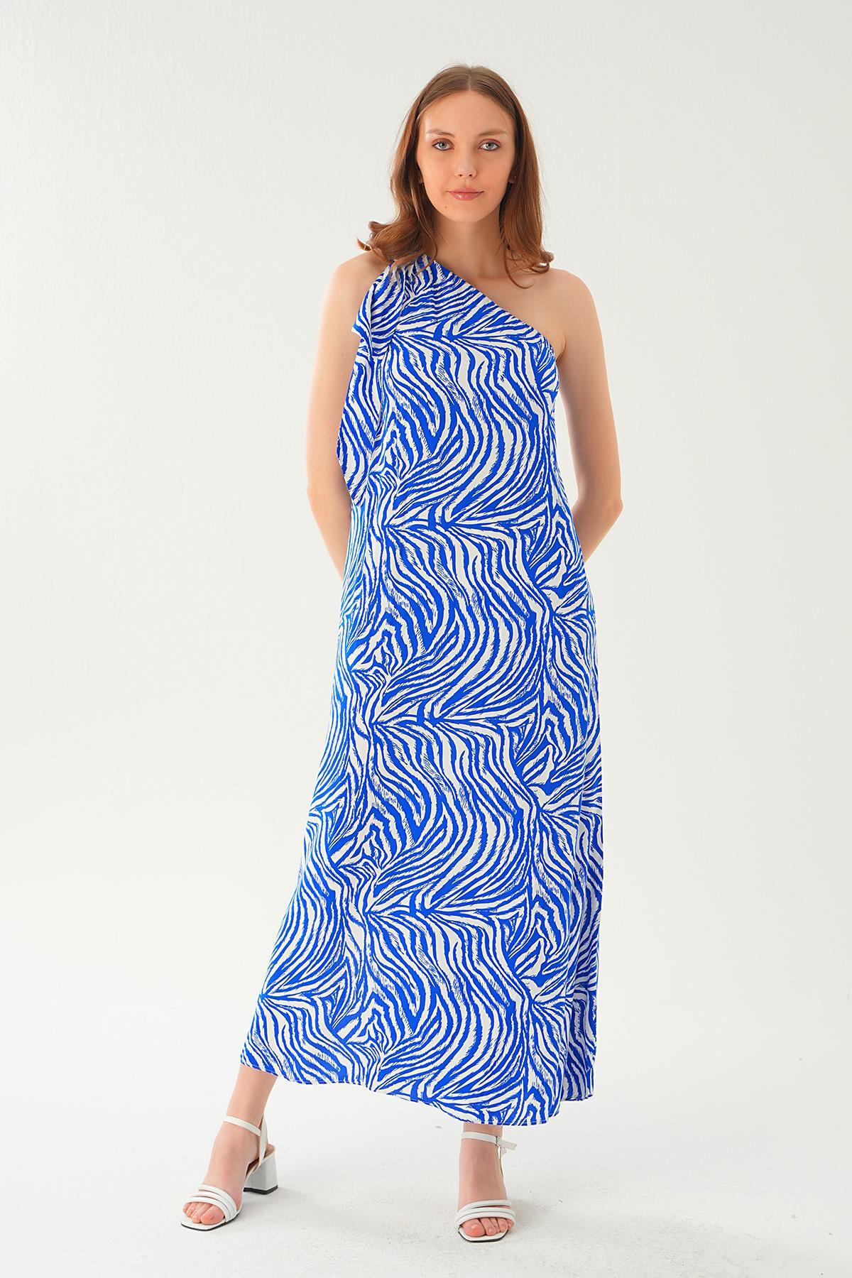 407 Tek omuz elbise Saks 