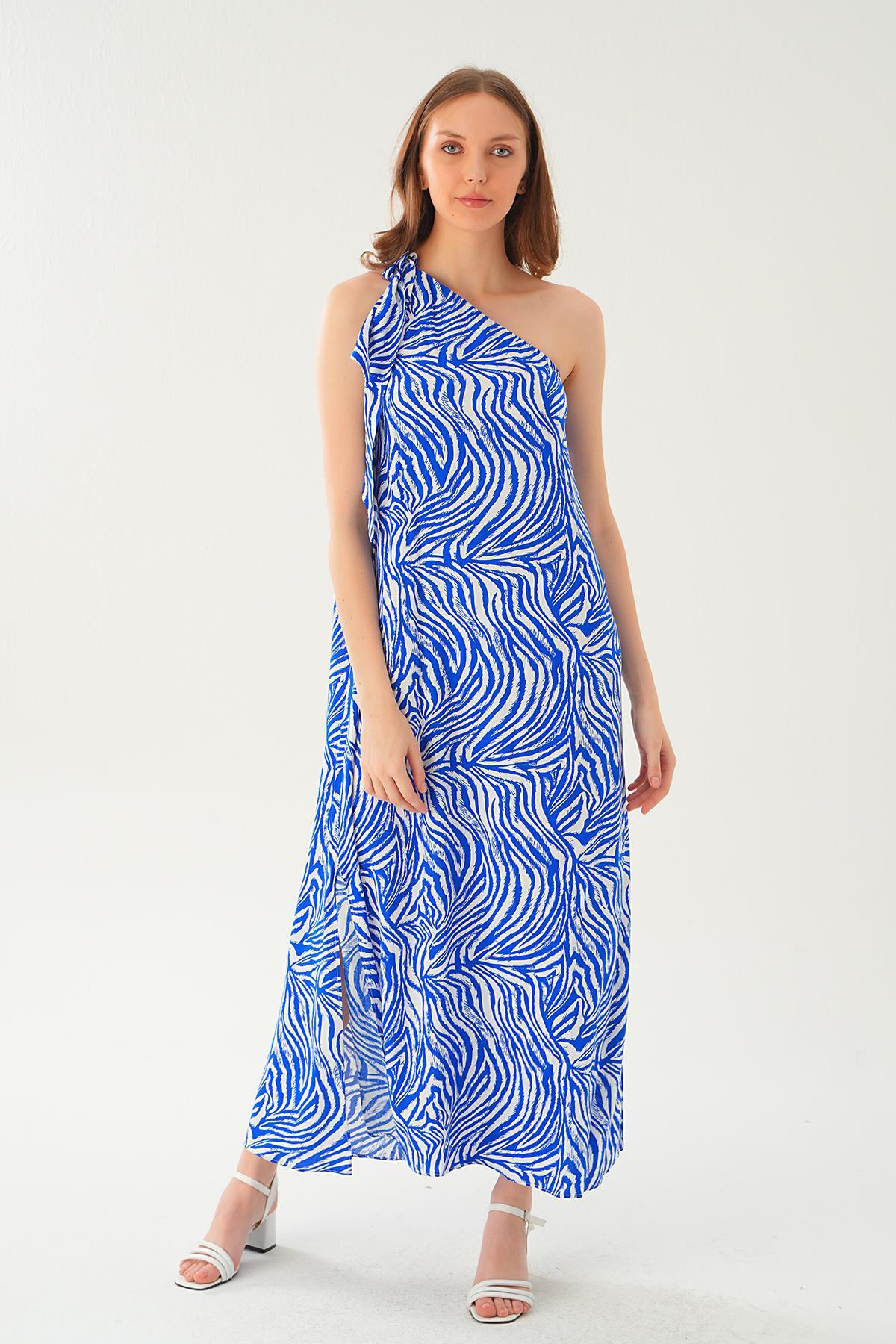 Saks Tek Omuz Elbise 407 - 6