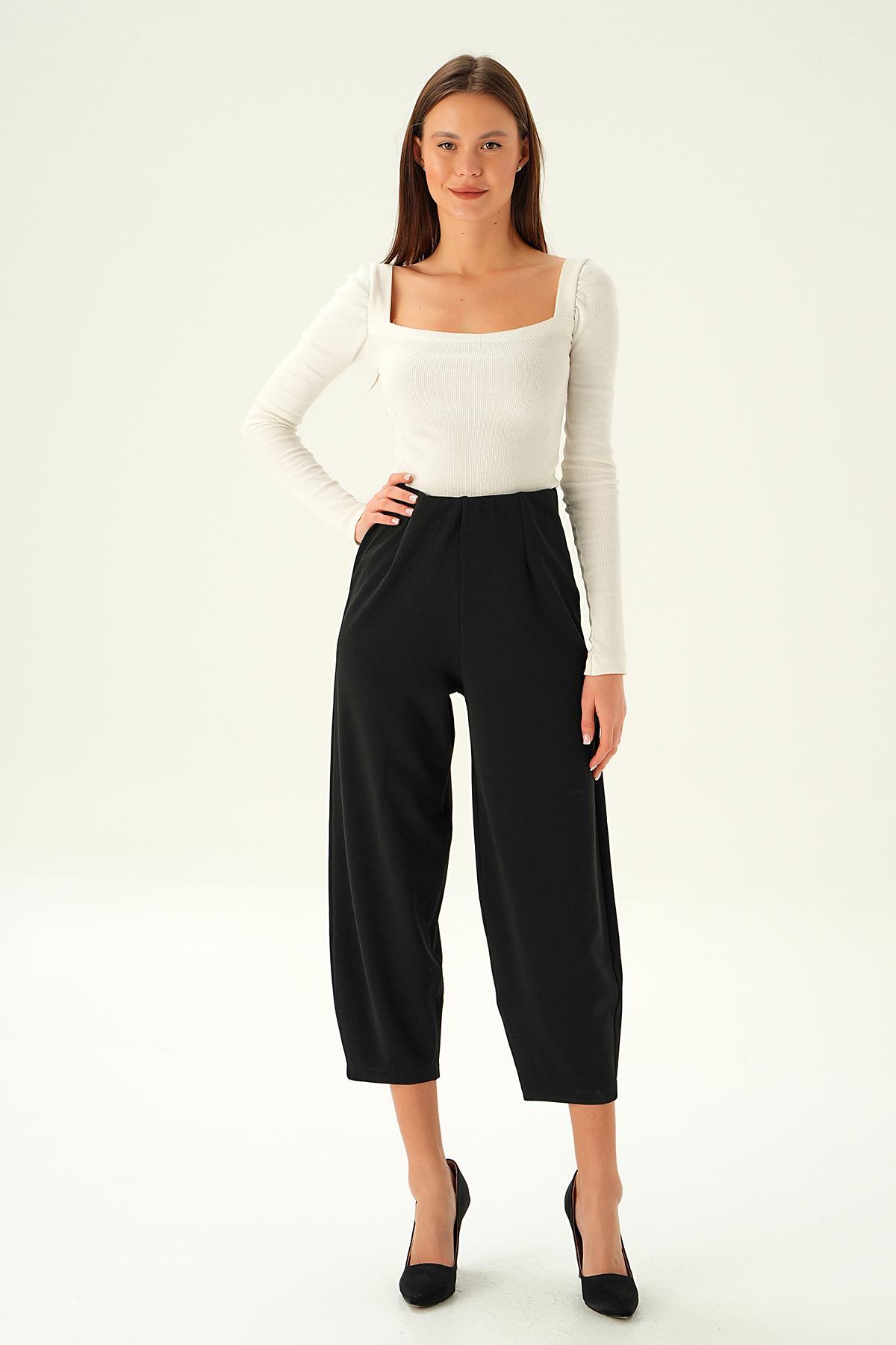 4071A Ön Pens Detay Balon Pantolon Siyah 