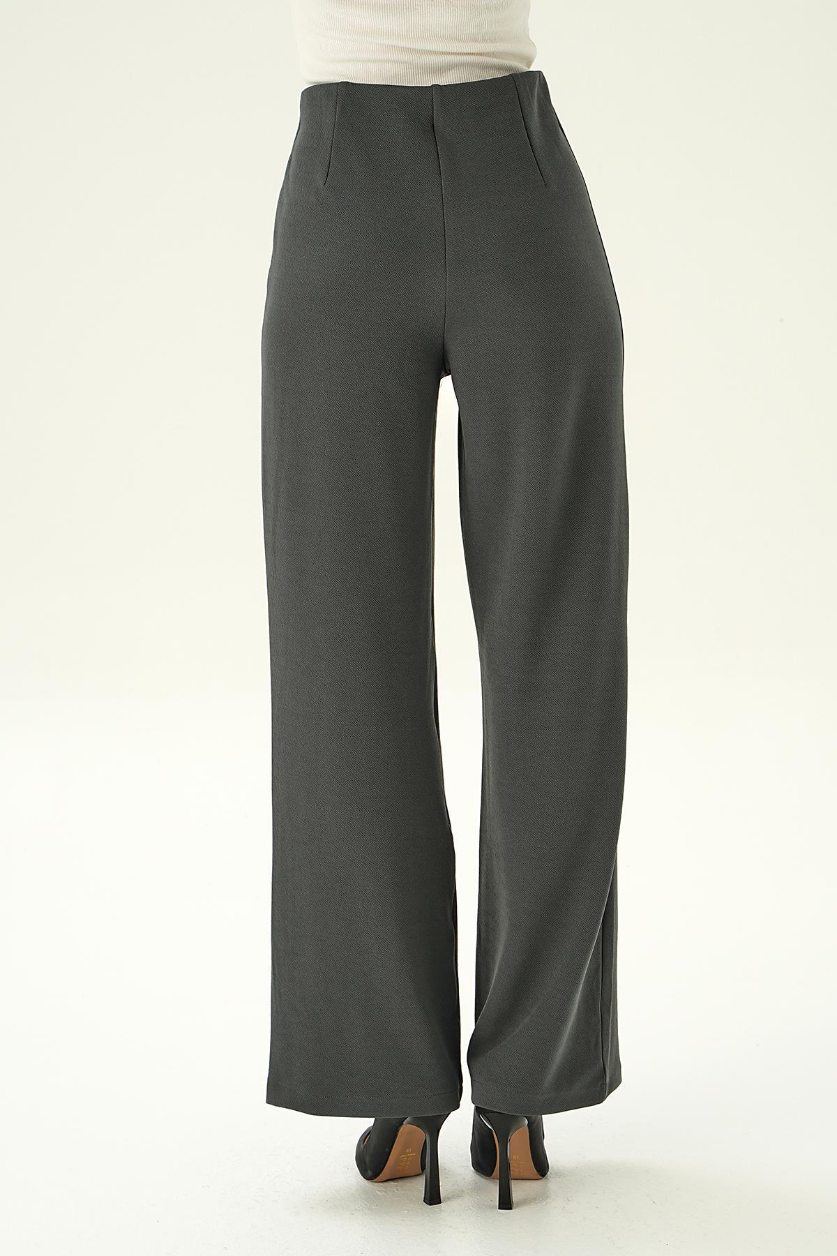 4073A Pens Detay Palazzo Pantolon Füme - 5