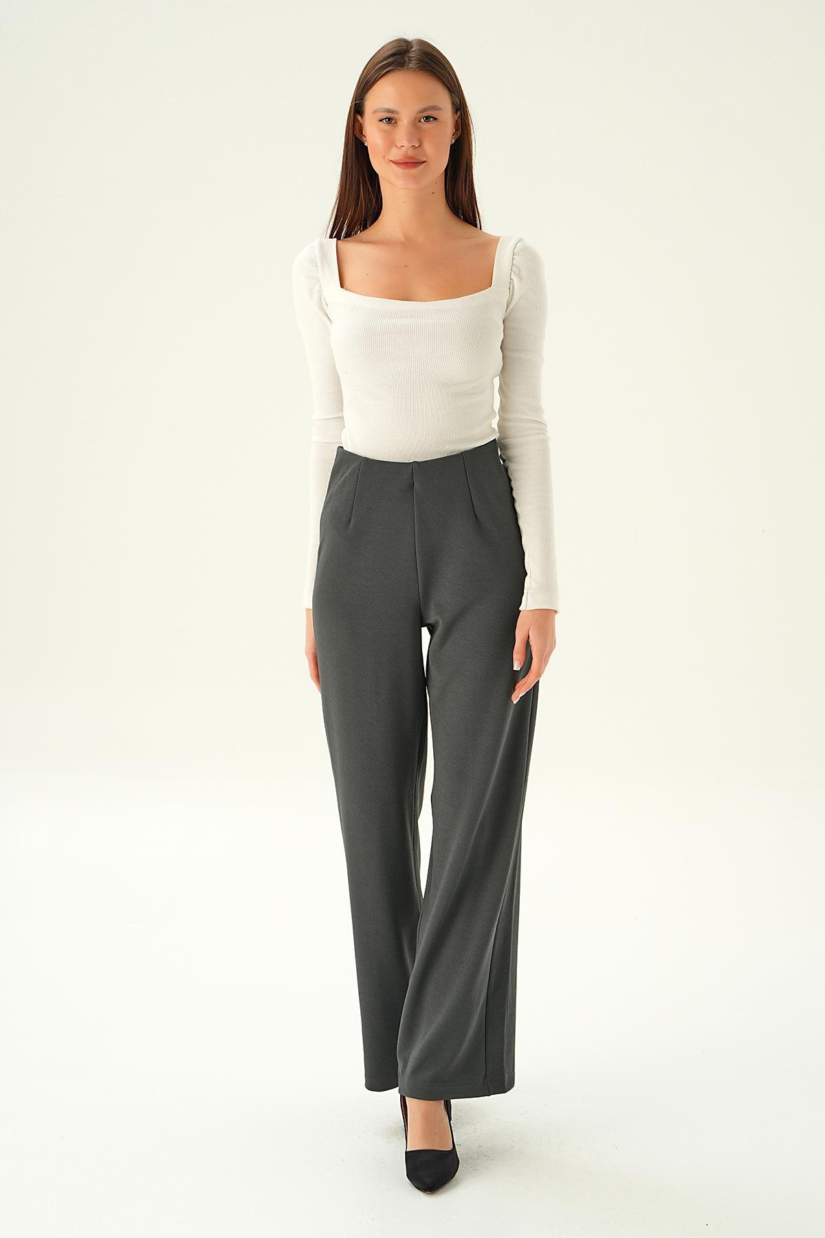 Füme Pens Detay Palazzo Pantolon 4073A - 1