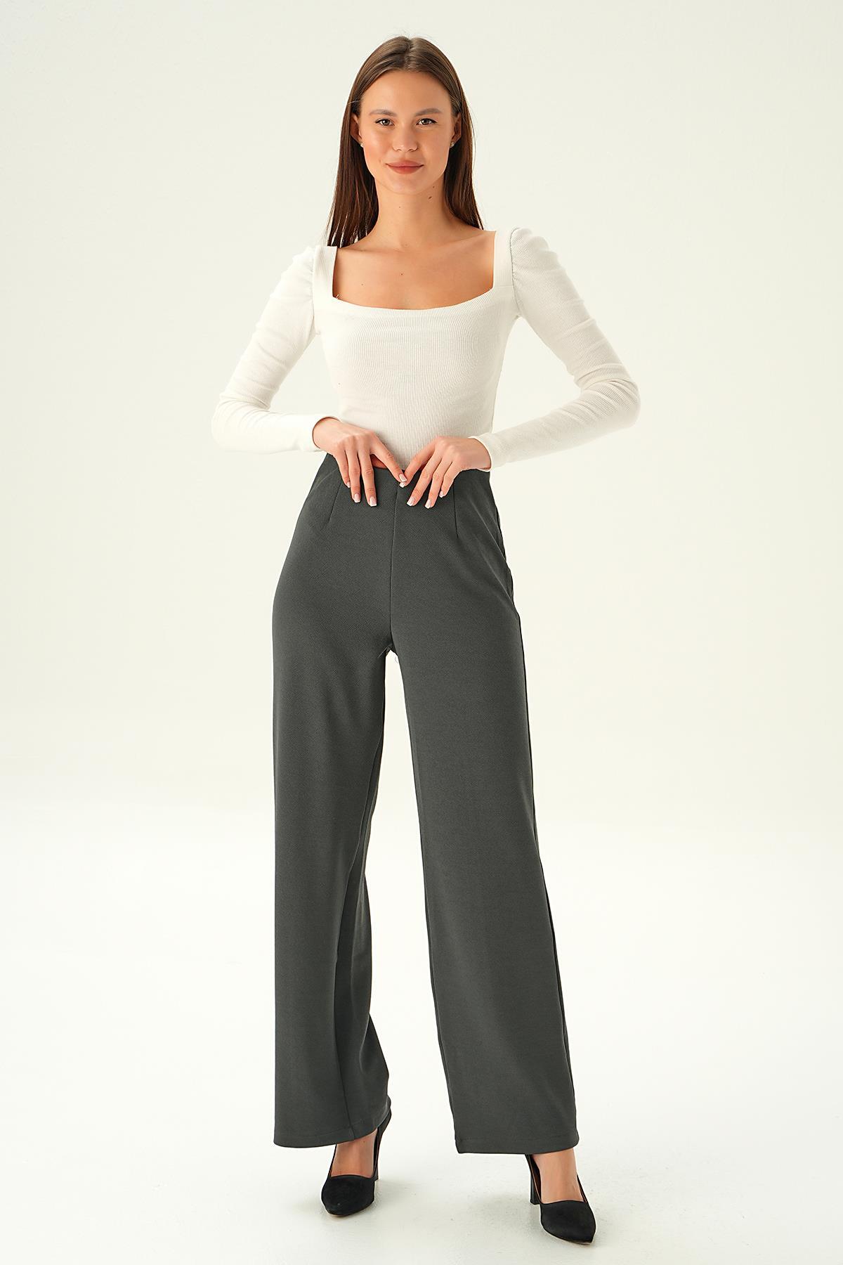 Füme Pens Detay Palazzo Pantolon 4073A - 2