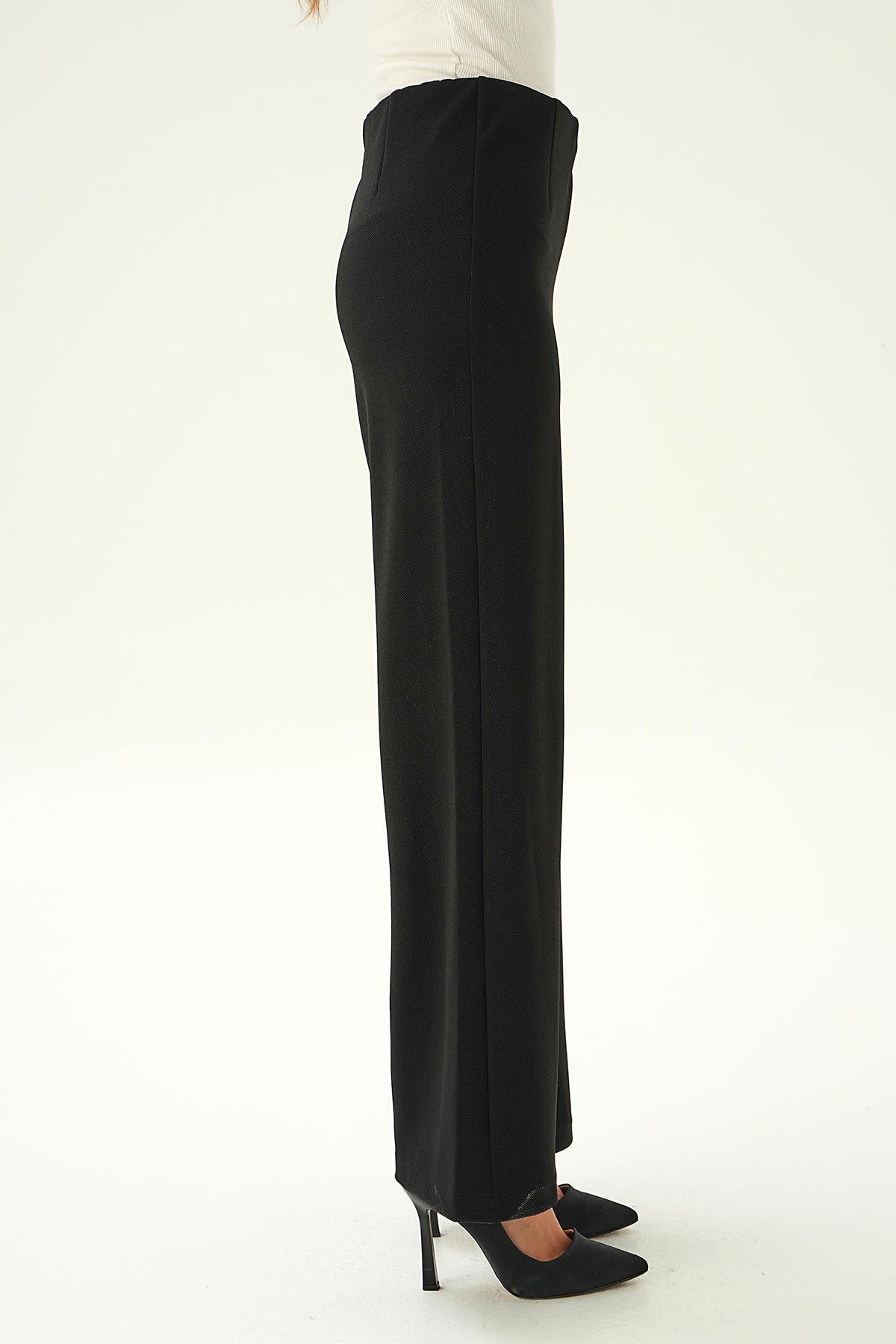 Siyah Pens Detay Palazzo Pantolon 4073A - 4