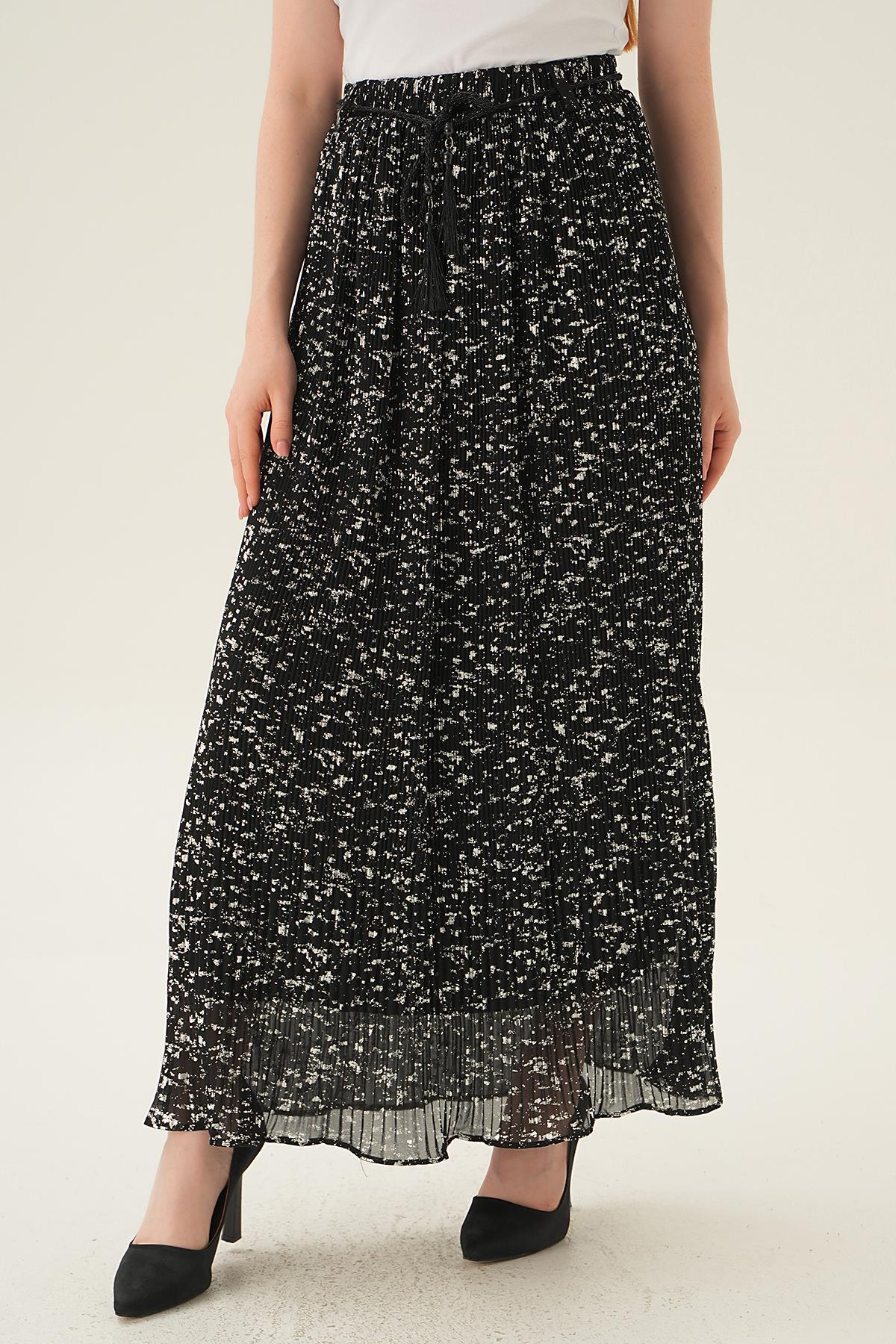 4077 Bağlama Detay Etek Siyah 