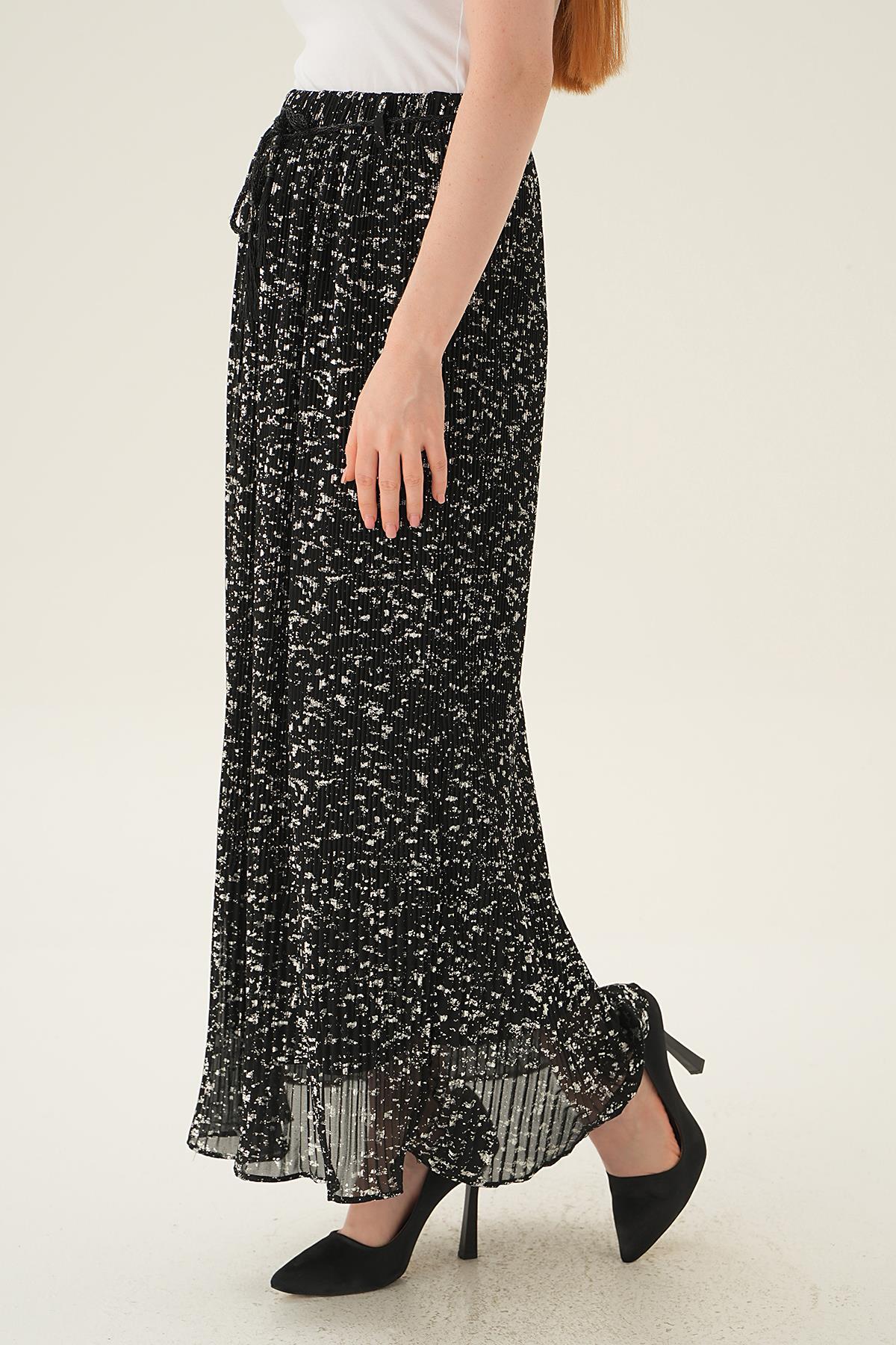 4077 Bağlama Detay Etek Siyah - 2