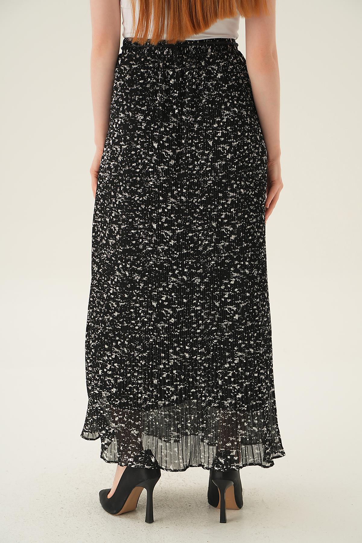 4077 Bağlama Detay Etek Siyah - 3