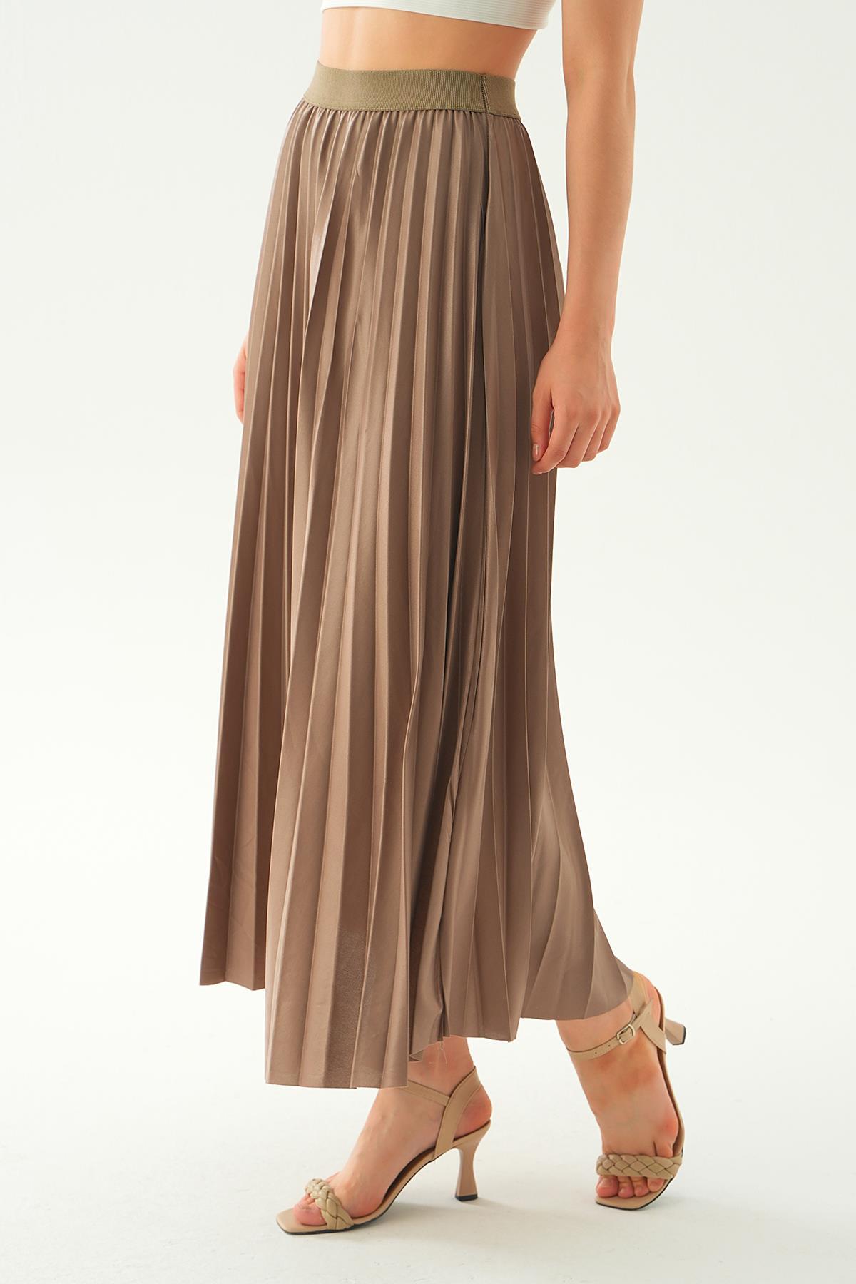 Bisküvi Bel Lastik Pliseli Etek 4080 - 4