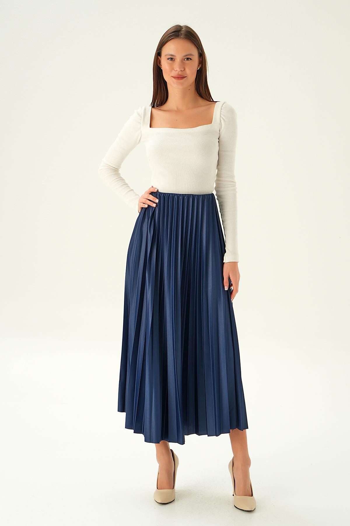 4080 Bel Lastik Pliseli Etek Laci - 2