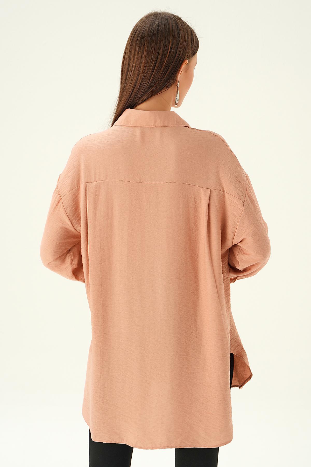 Bisküvi Yaka Zincir Detay Gömlek 4084 - 4