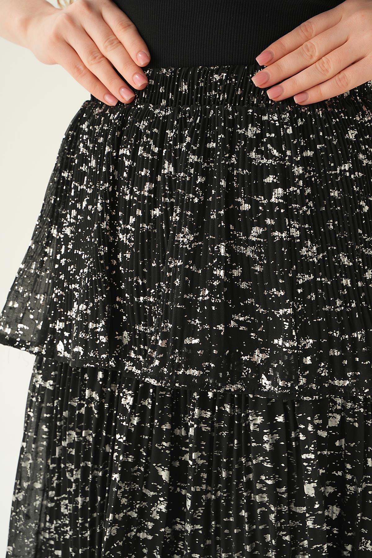 4088 Katkat Detay Mini Etek Siyah - 6