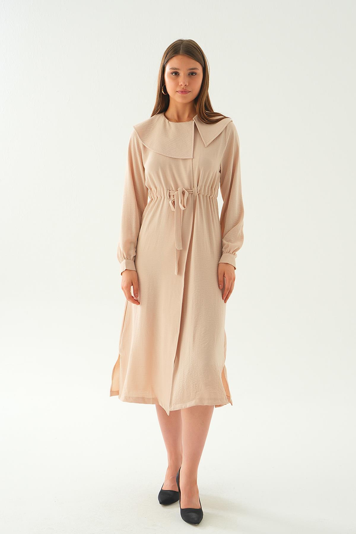 Bej Sivri Yakalı Kap 4089A 