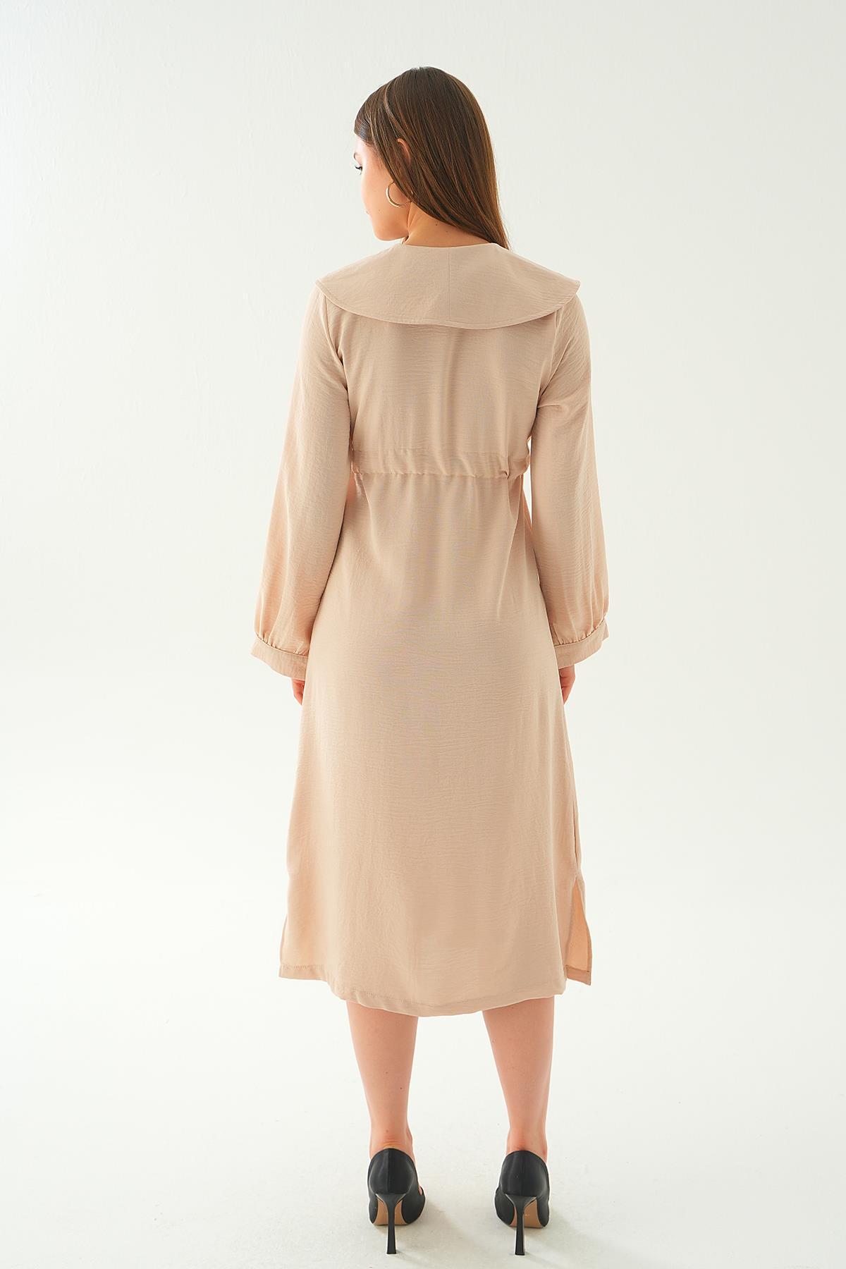 Bej Sivri Yakalı Kap 4089A - 3