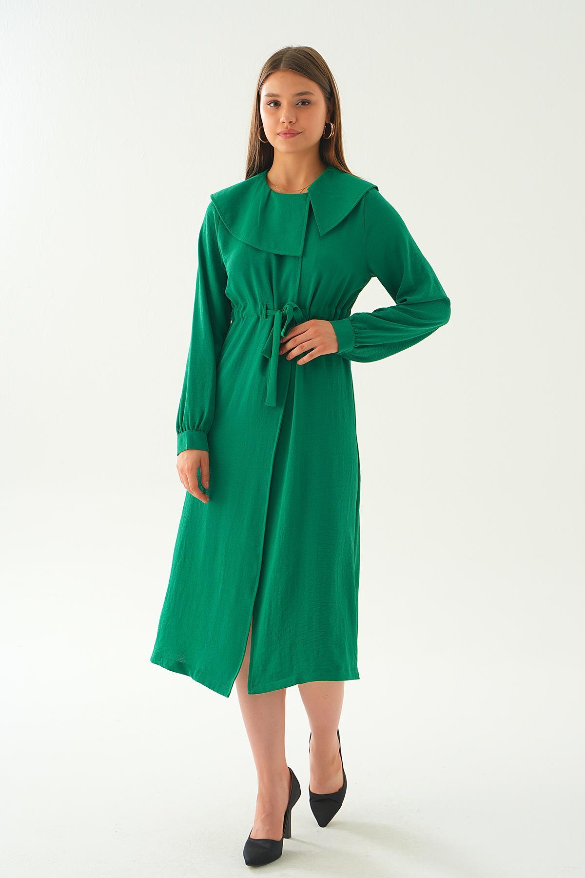 Benetton Yeşili Sivri Yakalı Kap 4089A - 2