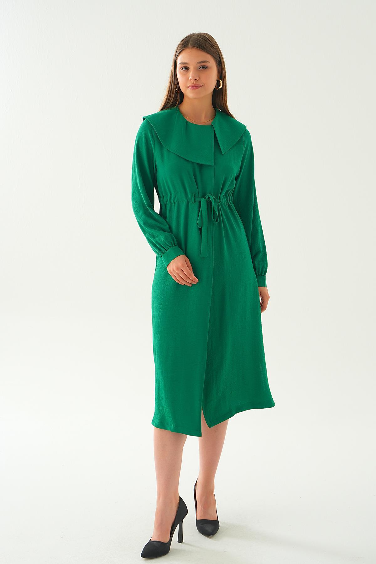 Benetton Yeşili Sivri Yakalı Kap 4089A - 3