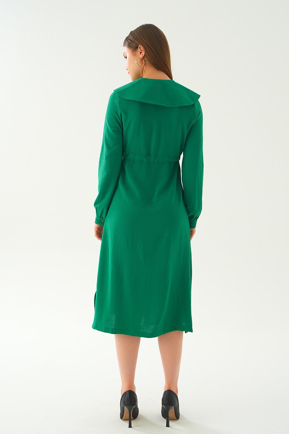 Benetton Yeşili Sivri Yakalı Kap 4089A - 5