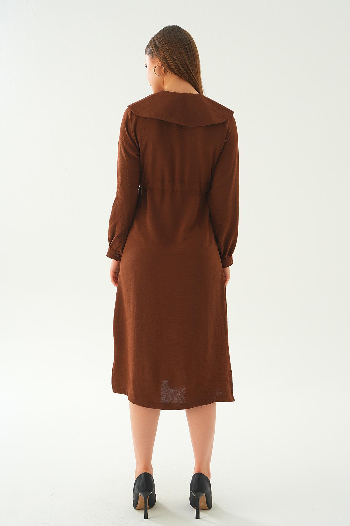 Kahve Sivri Yakalı Kap 4089A - 4