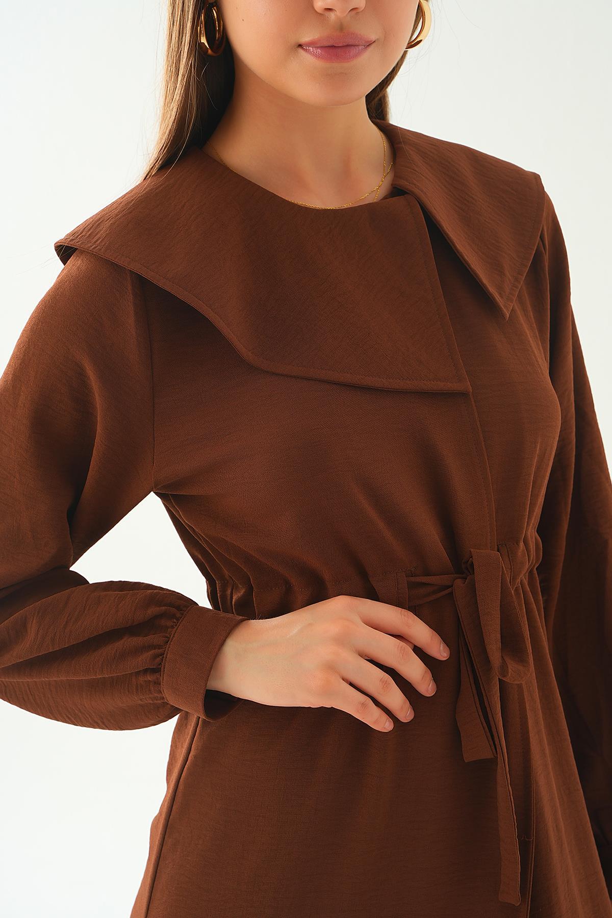 Kahve Sivri Yakalı Kap 4089A - 5