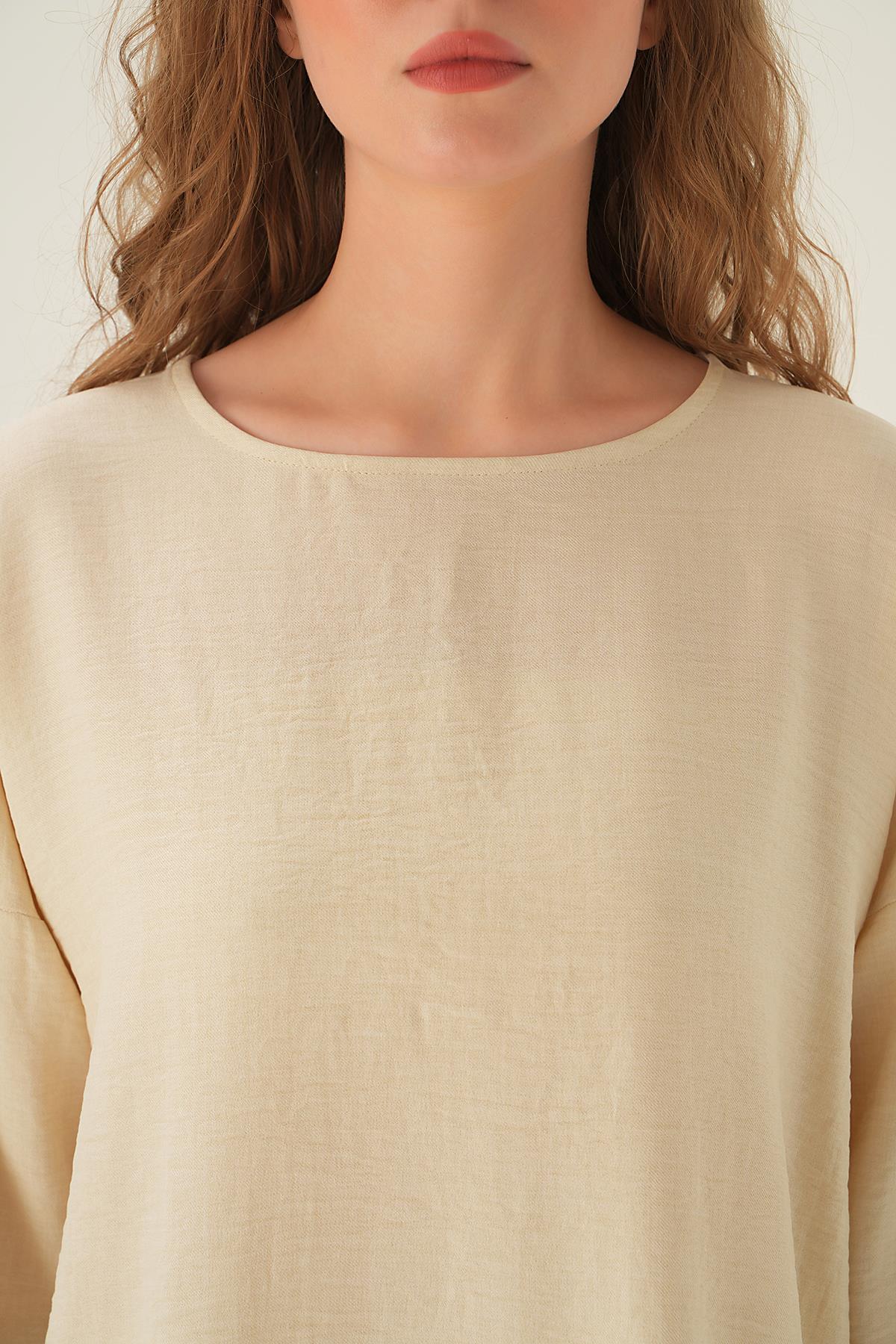 4090A Parçalı Tunik Pantolon Takım Bej - 6