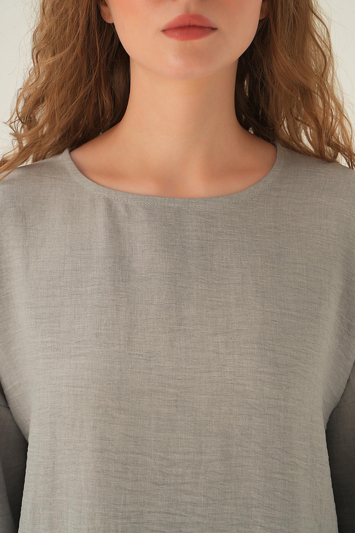 4090A Parçalı Tunik Pantolon Takım Gri - 6