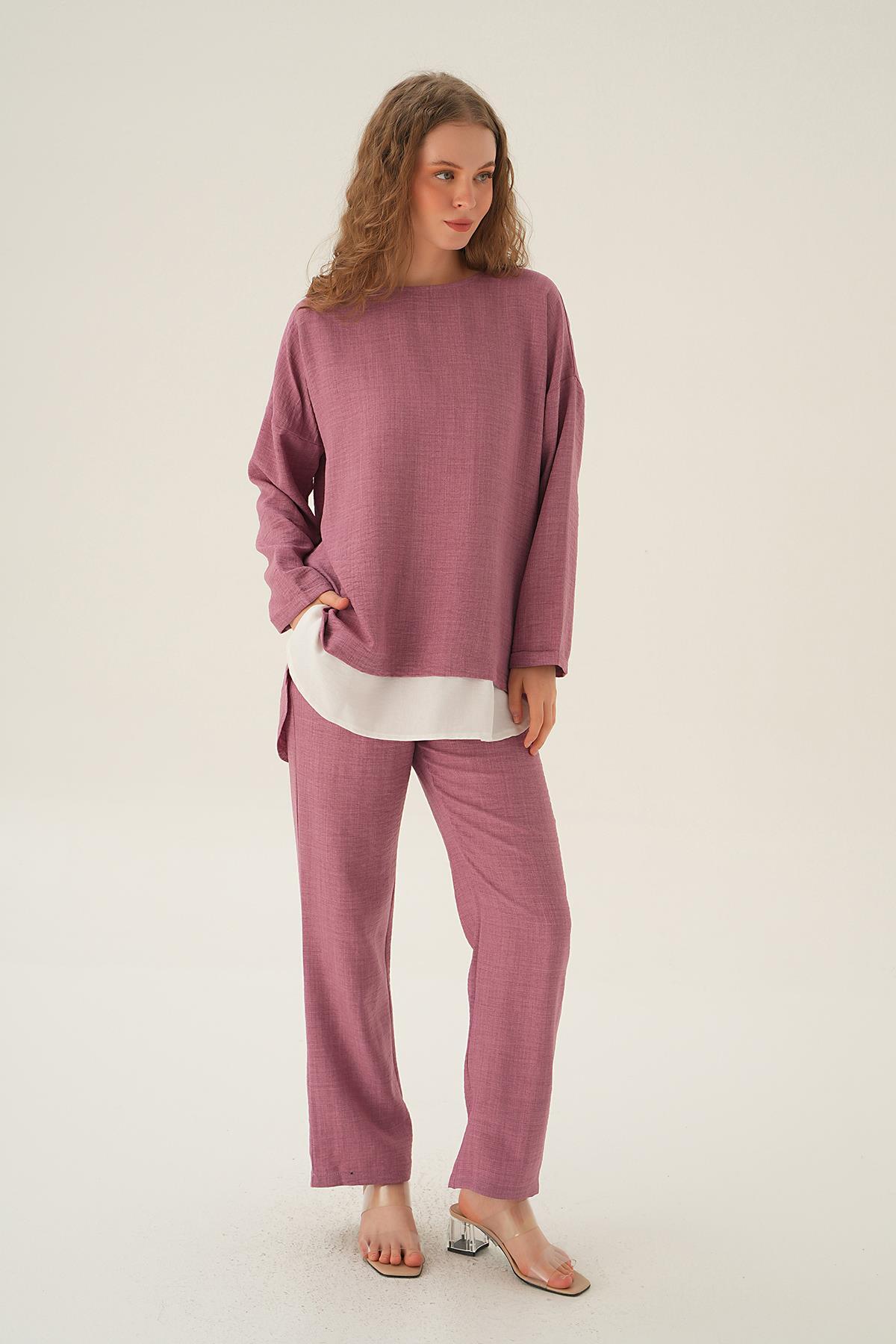 Gül Parçalı Tunik Pantolon Takım 4090A - 2