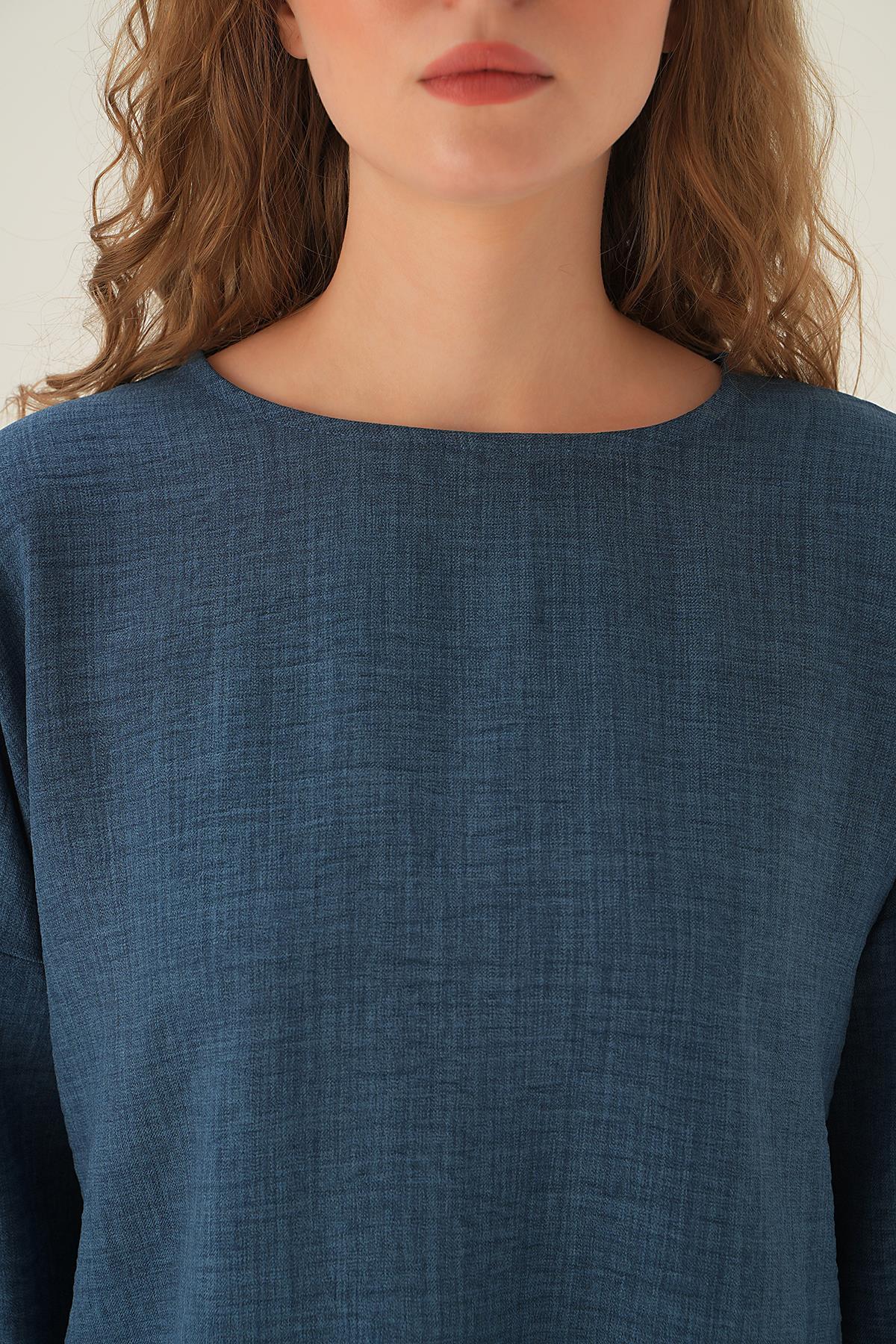 İndigo Parçalı Tunik Pantolon Takım 4090A - 6