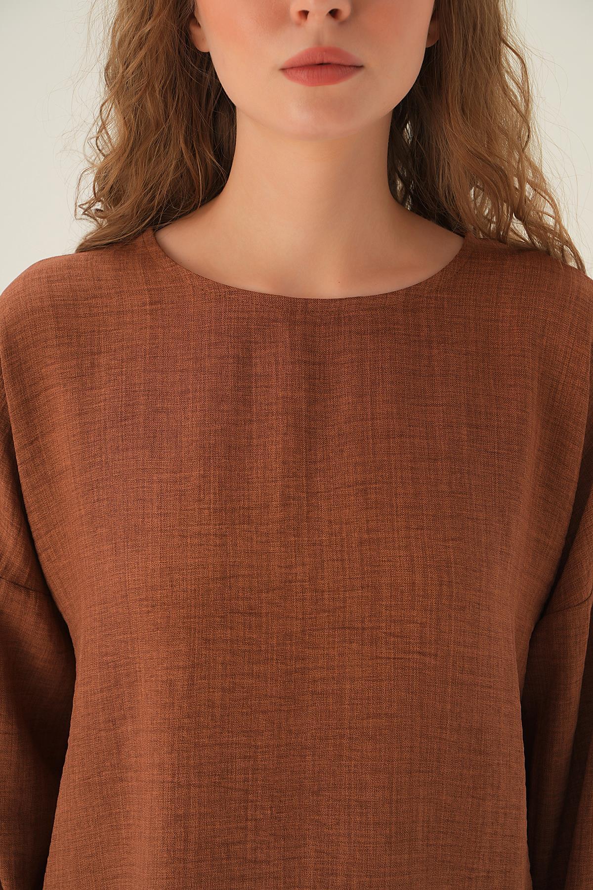 Kahve Parçalı Tunik Pantolon Takım 4090A - 2