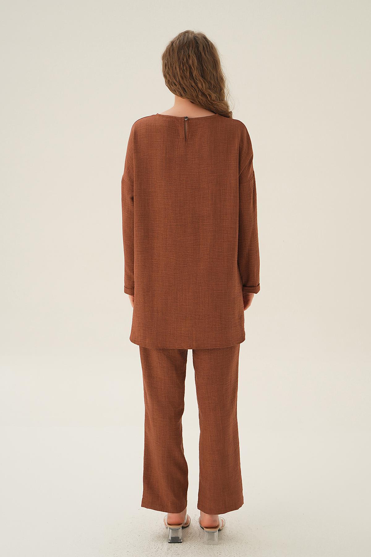 Kahve Parçalı Tunik Pantolon Takım 4090A - 5