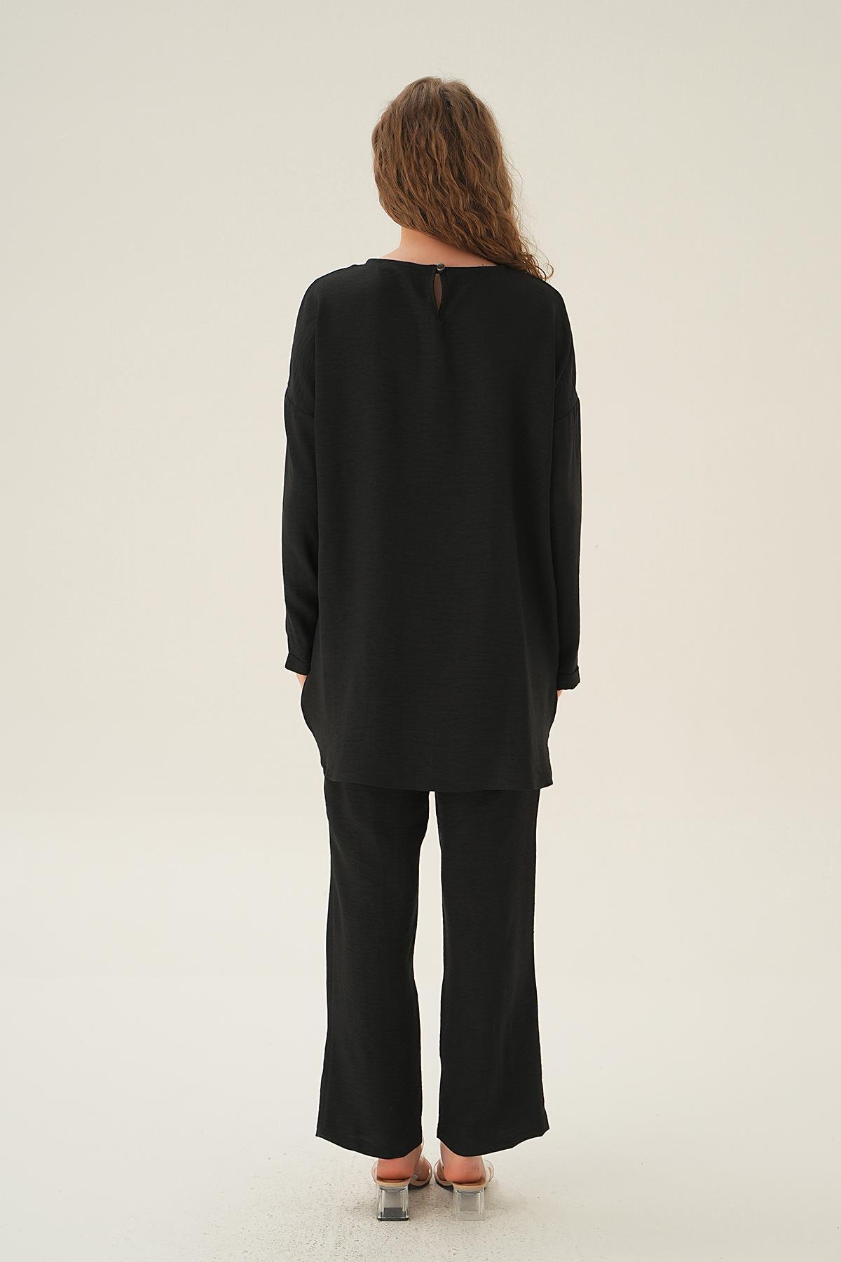 Siyah Parçalı Tunik Pantolon Takım 4090A - 5