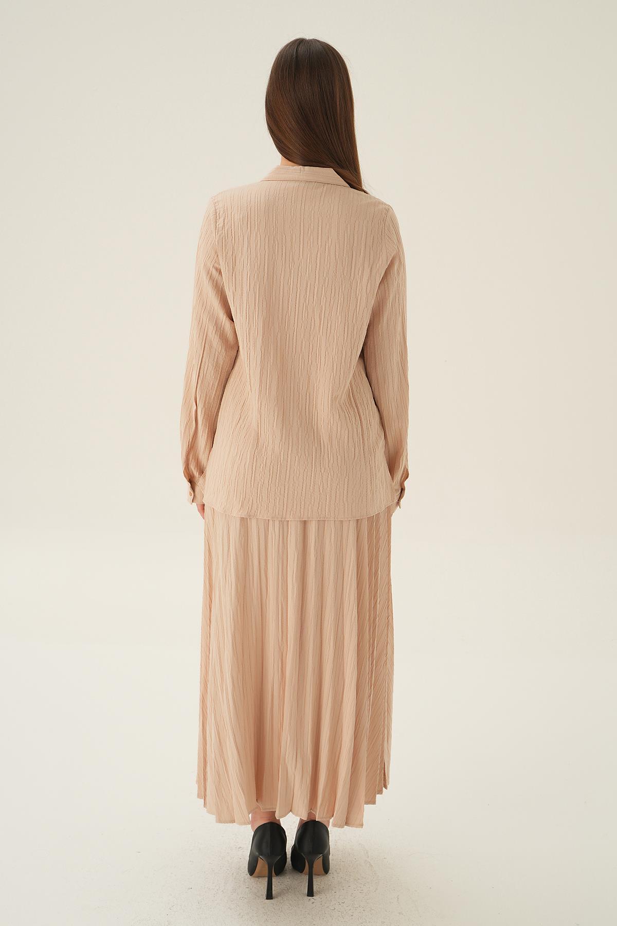 Taş Bağlamalı Gömlek Etek Takım 4093 - 4