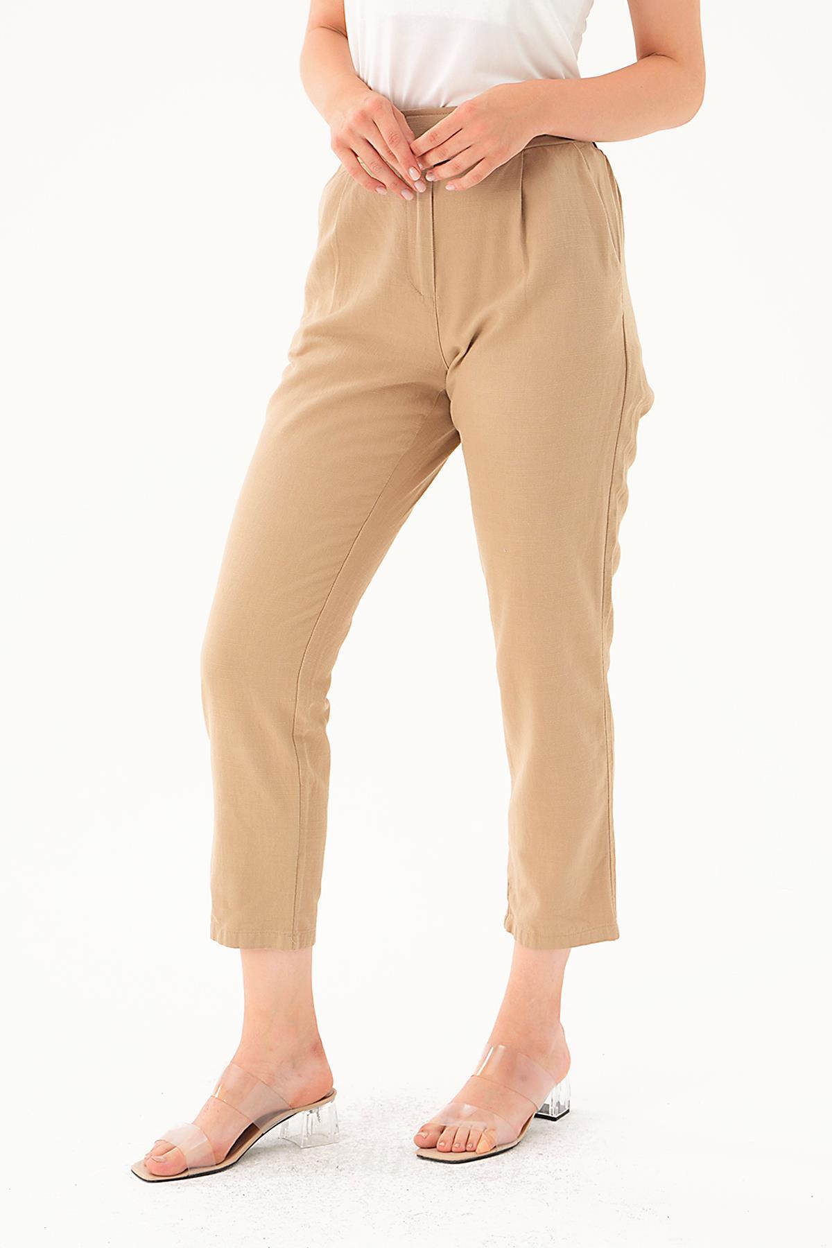 Bej Cırtlı Havuç Pantolon 4097A - 4