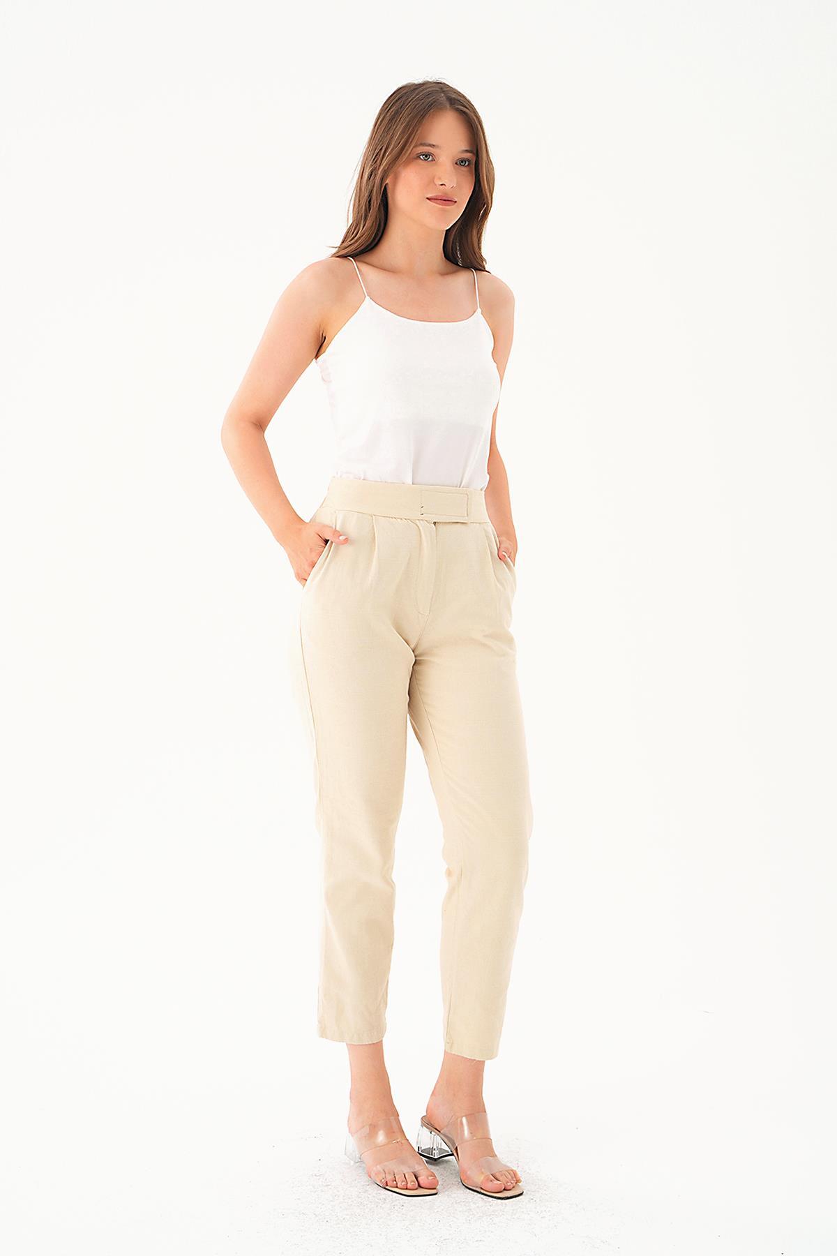 4097A Cırtlı Havuç Pantolon Taş - 1