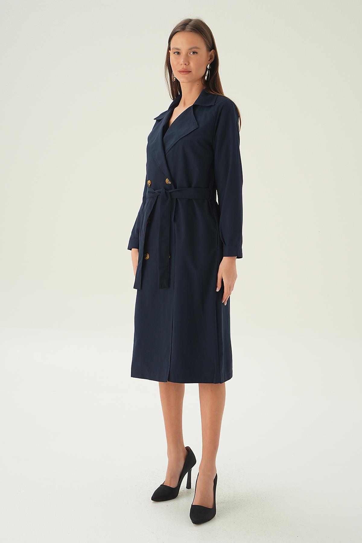 Laci Kemer Detay Düğmeli Trençkot 4102A - 1