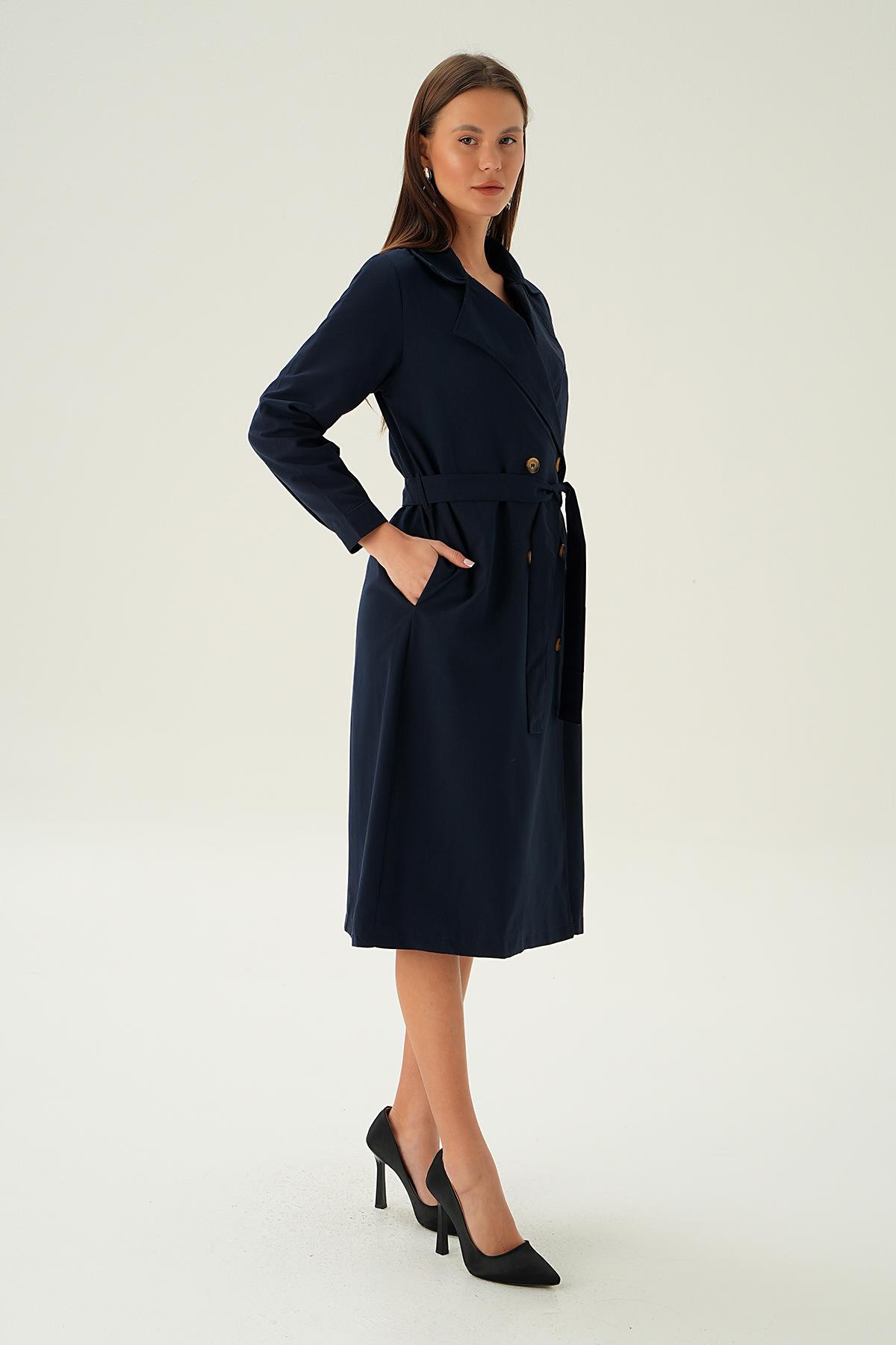 Laci Kemer Detay Düğmeli Trençkot 4102A - 3