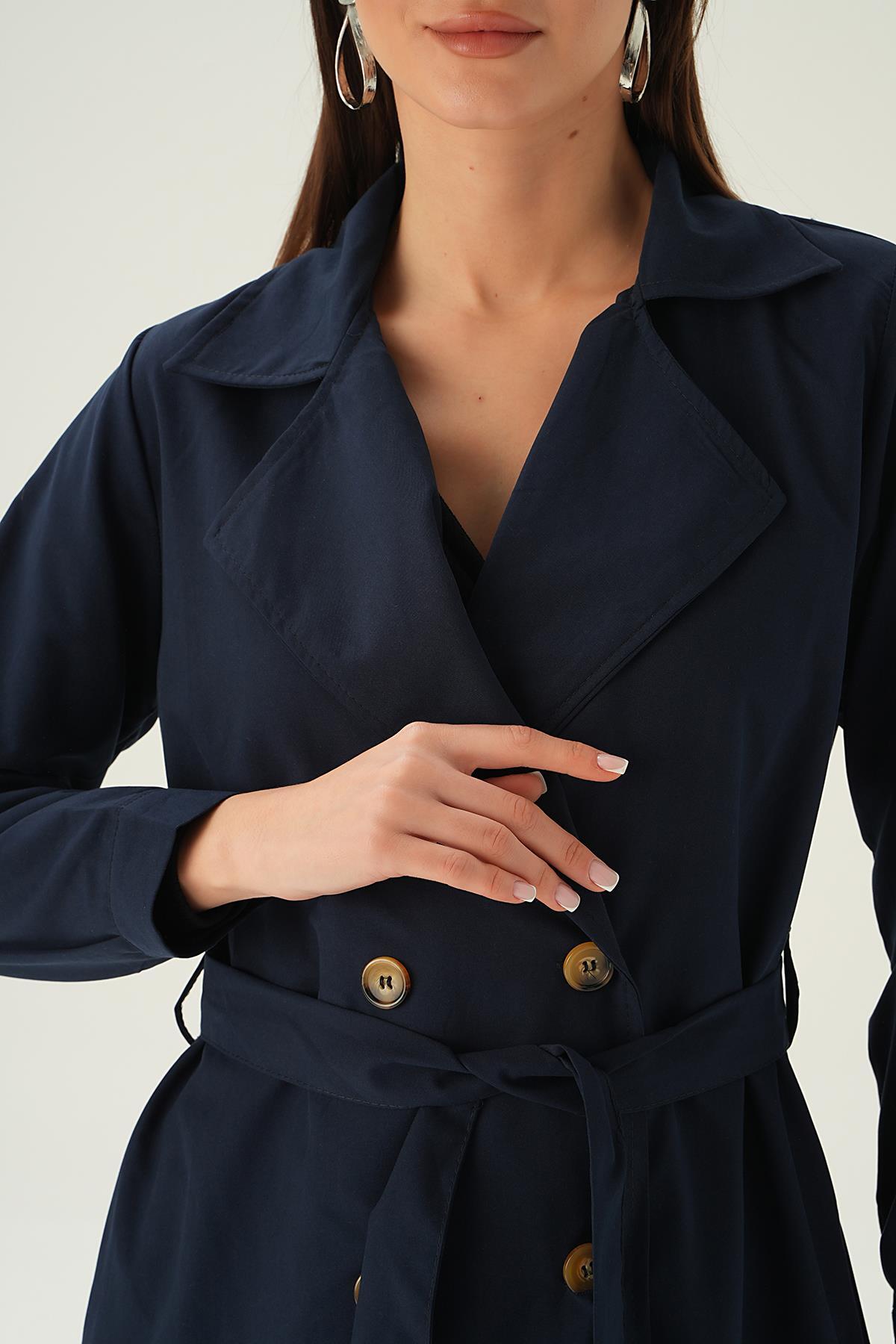 Laci Kemer Detay Düğmeli Trençkot 4102A - 5