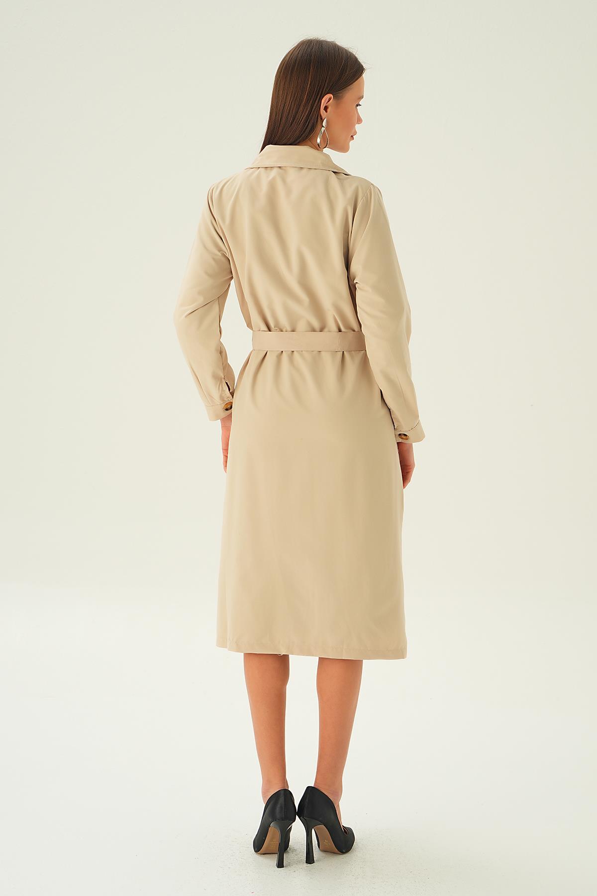 Taş Kemer Detay Düğmeli Trençkot 4102A - 4