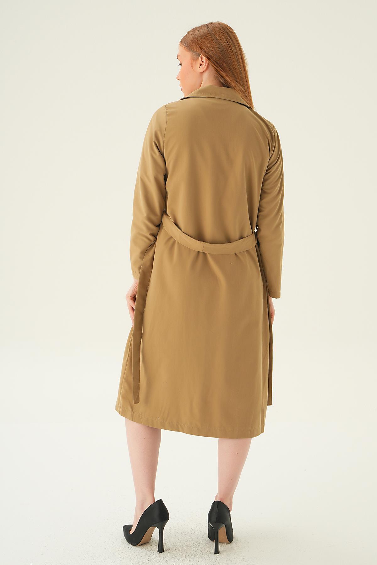 Bej Parçalı Trençkot 4104A - 3