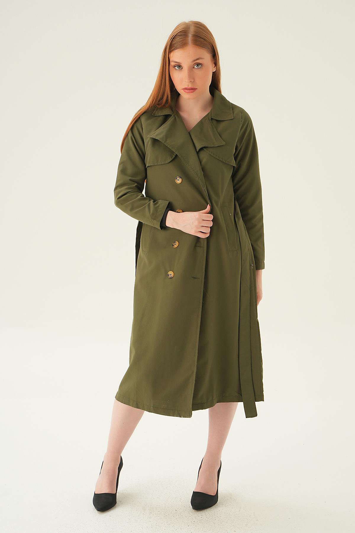 Haki Parçalı Trençkot 4104A - 5