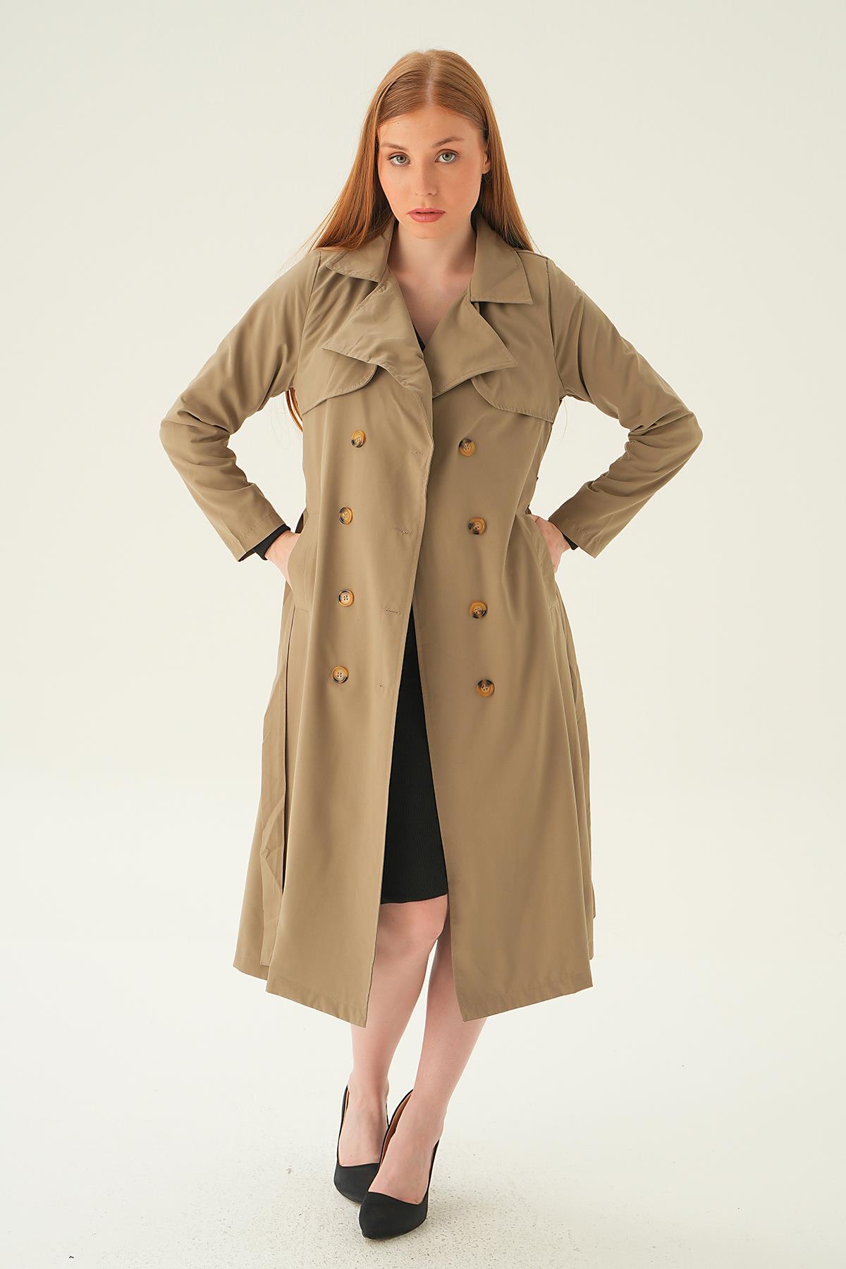 4104A Parçalı Trençkot Kahve 