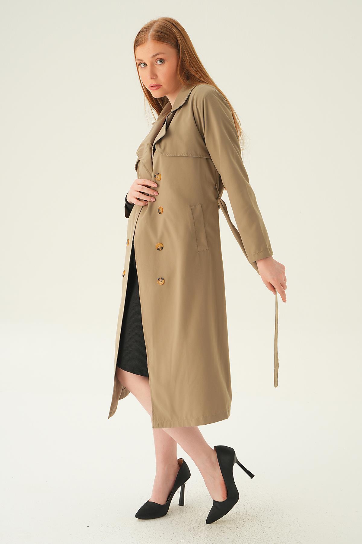 Kahve Parçalı Trençkot 4104A - 2