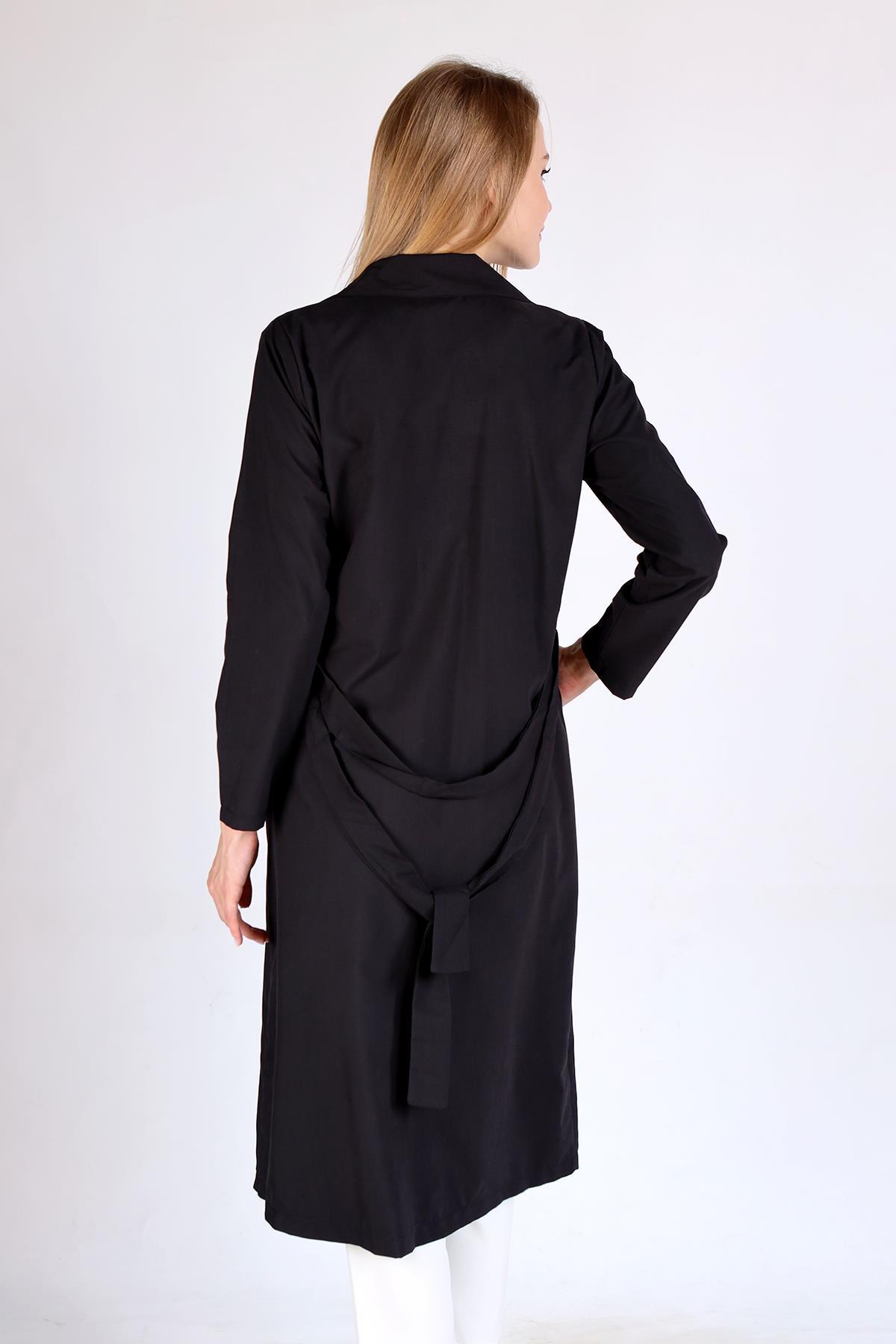 Siyah Parçalı Trençkot 4104A - 5
