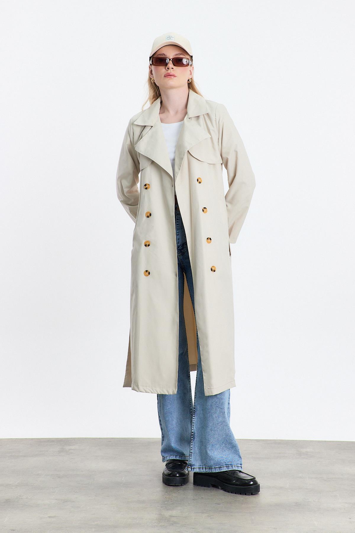 4104A Parçalı Trençkot Taş 