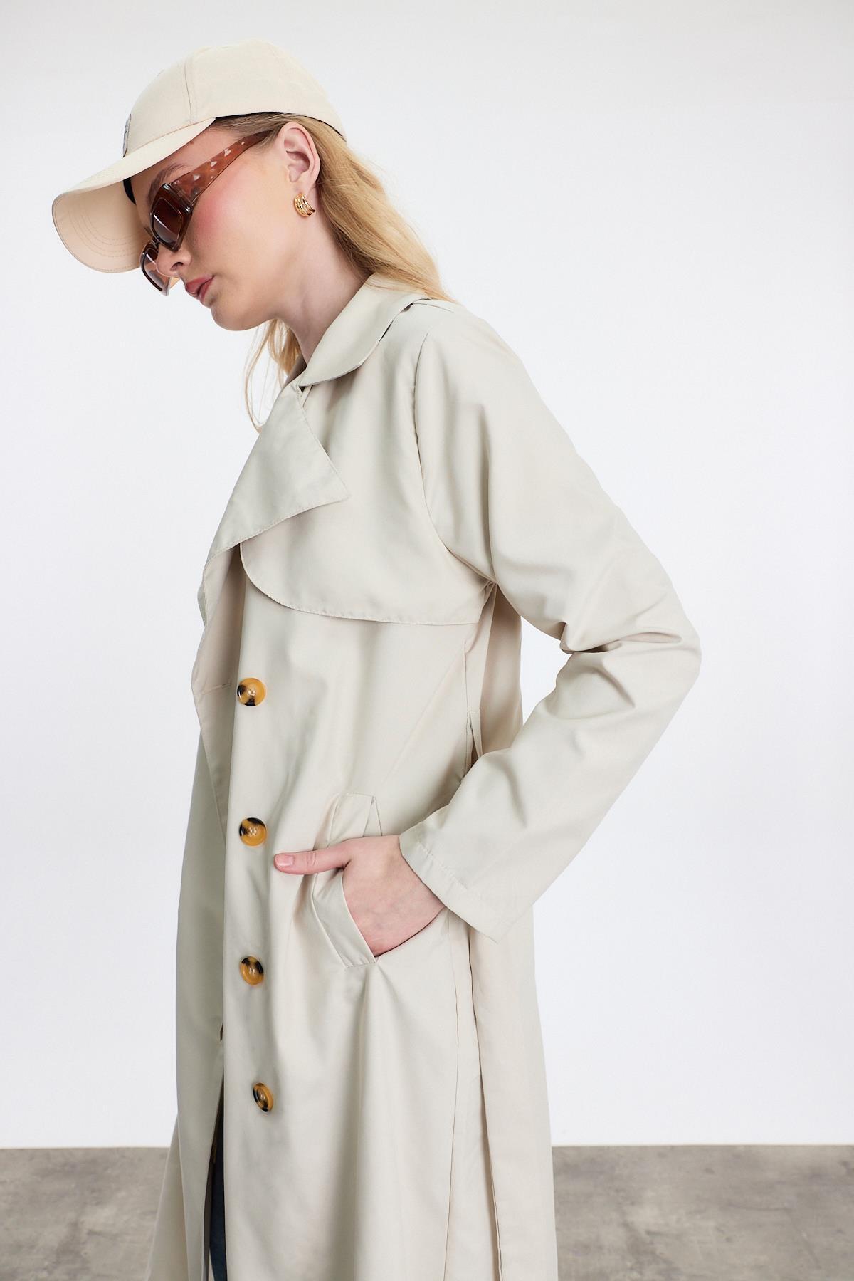 4104A Parçalı Trençkot Taş - 4