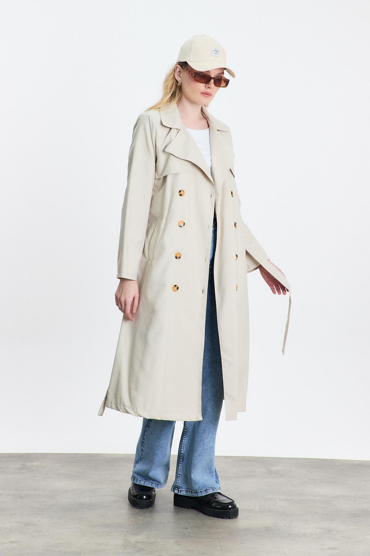 4104A Parçalı Trençkot Taş - 7