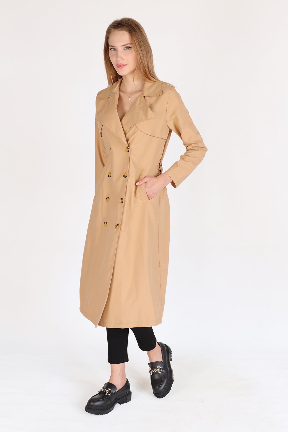 4104A Parçalı Trençkot Vizon - 4