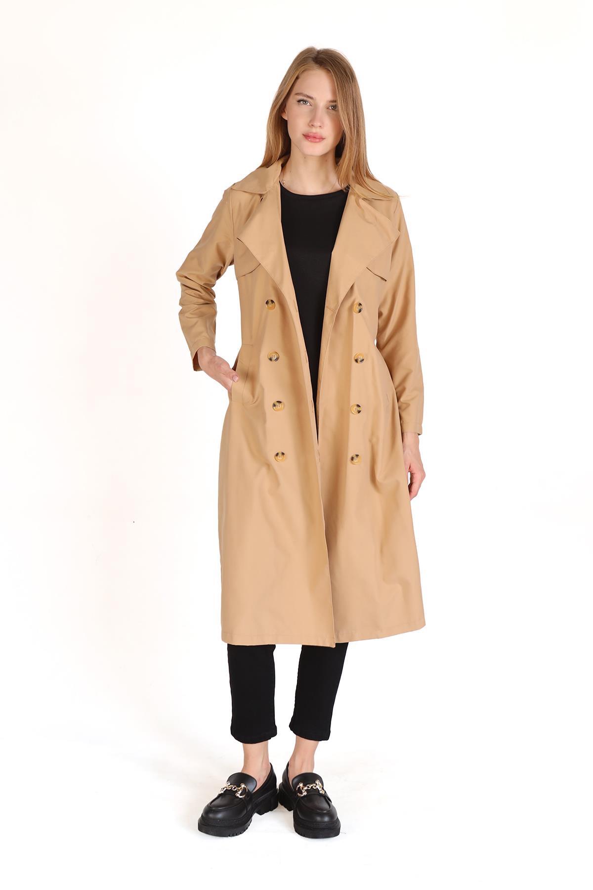 4104A Parçalı Trençkot Vizon - 1